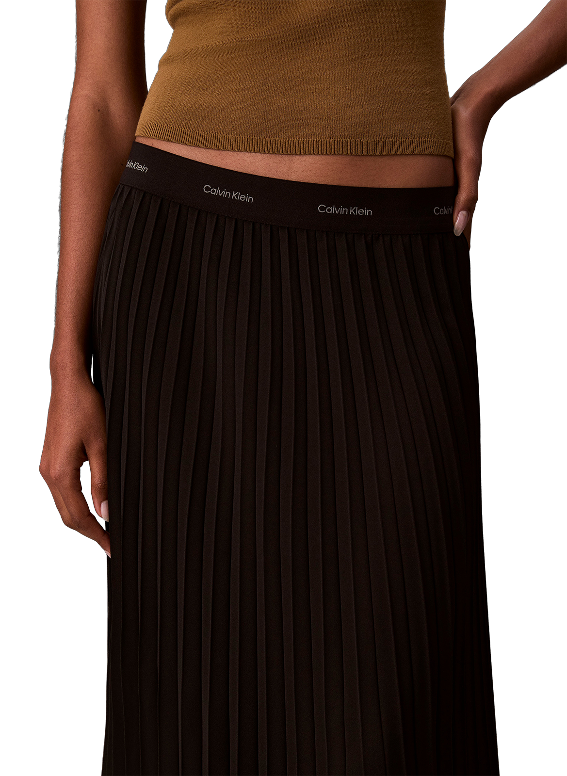 Pleated mid-length crepe skirt CALVIN KLEIN Black