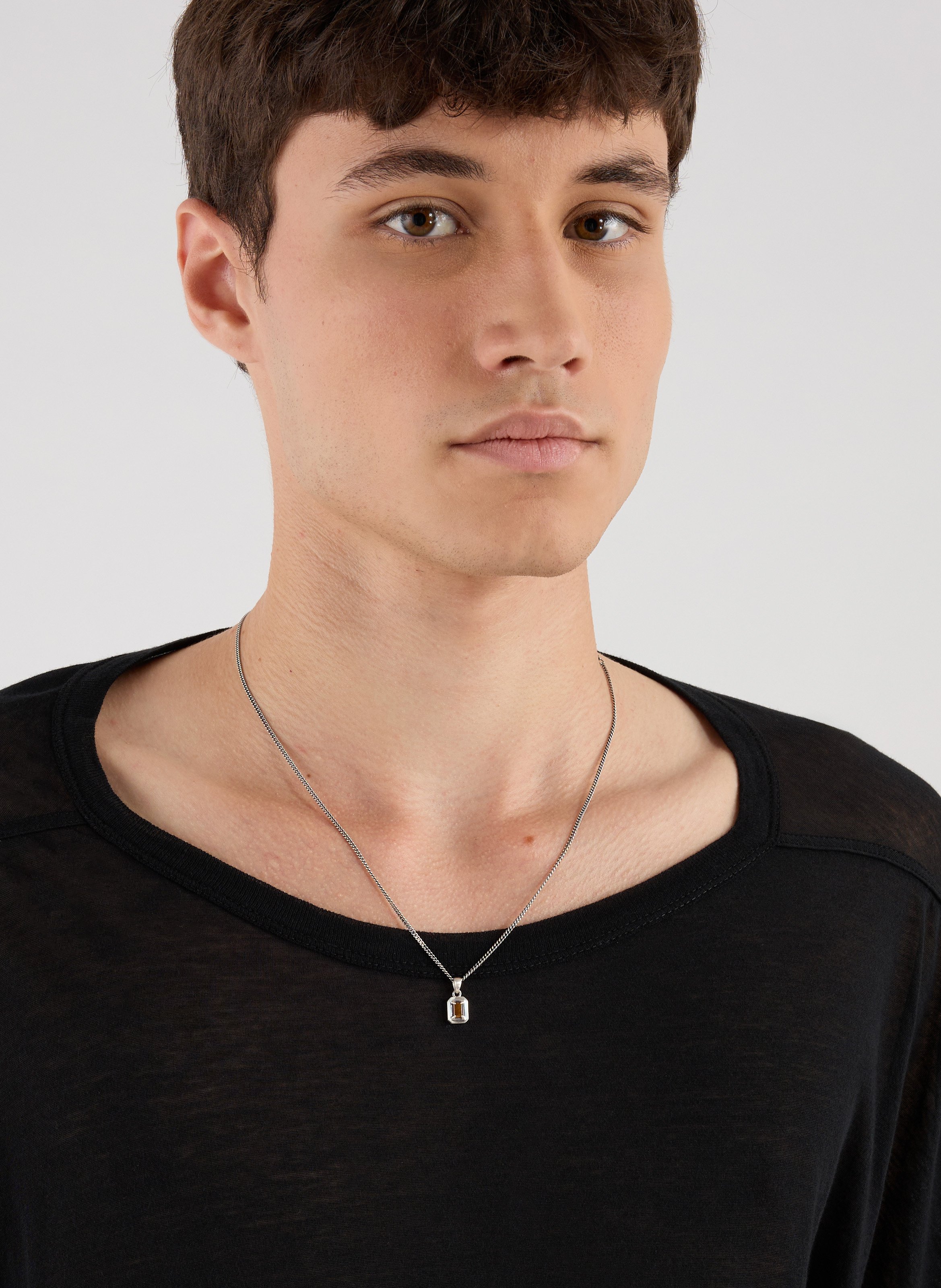 Tigers Eye Blush Silver Necklace SERGE DENIMES Silver