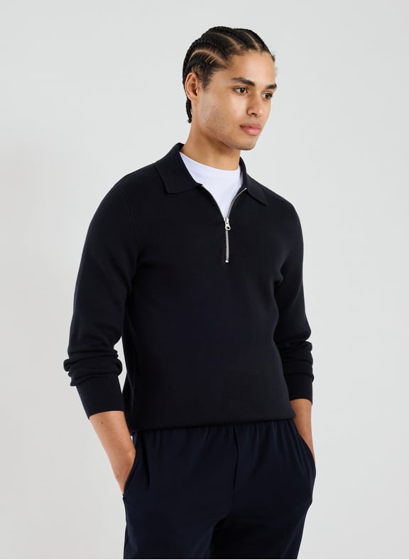 Pull polo droit à col classique Bleu by SAMSOE SAMSOE SAMSOE SAMSOE Pull polo droit à col classique Bleu