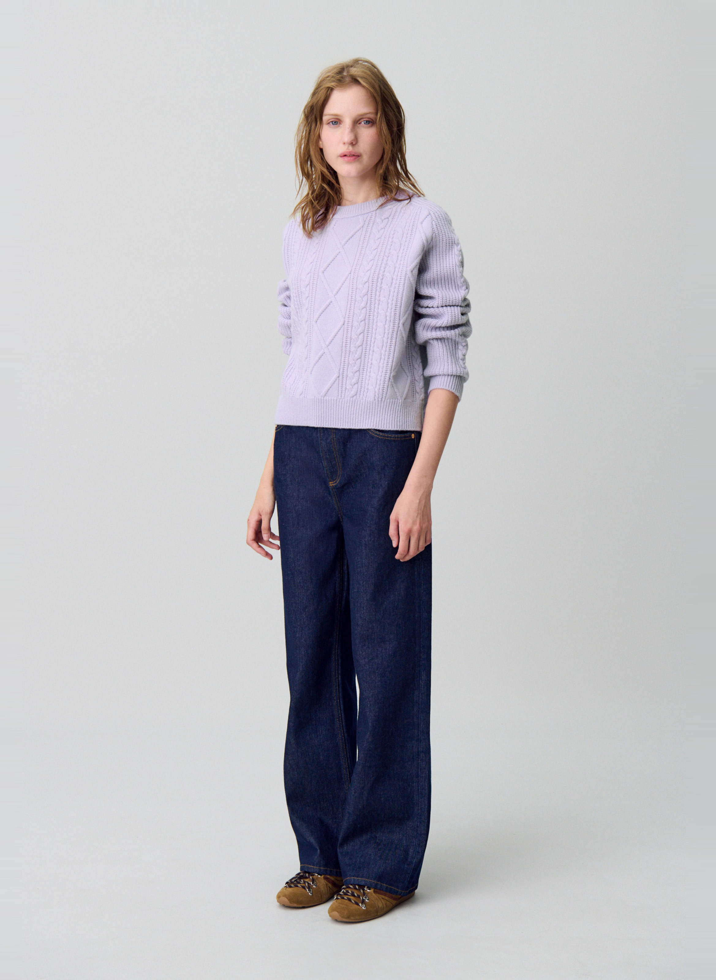 Pull col rond en laine mélangée mirsada CLAUDIE PIERLOT Violet