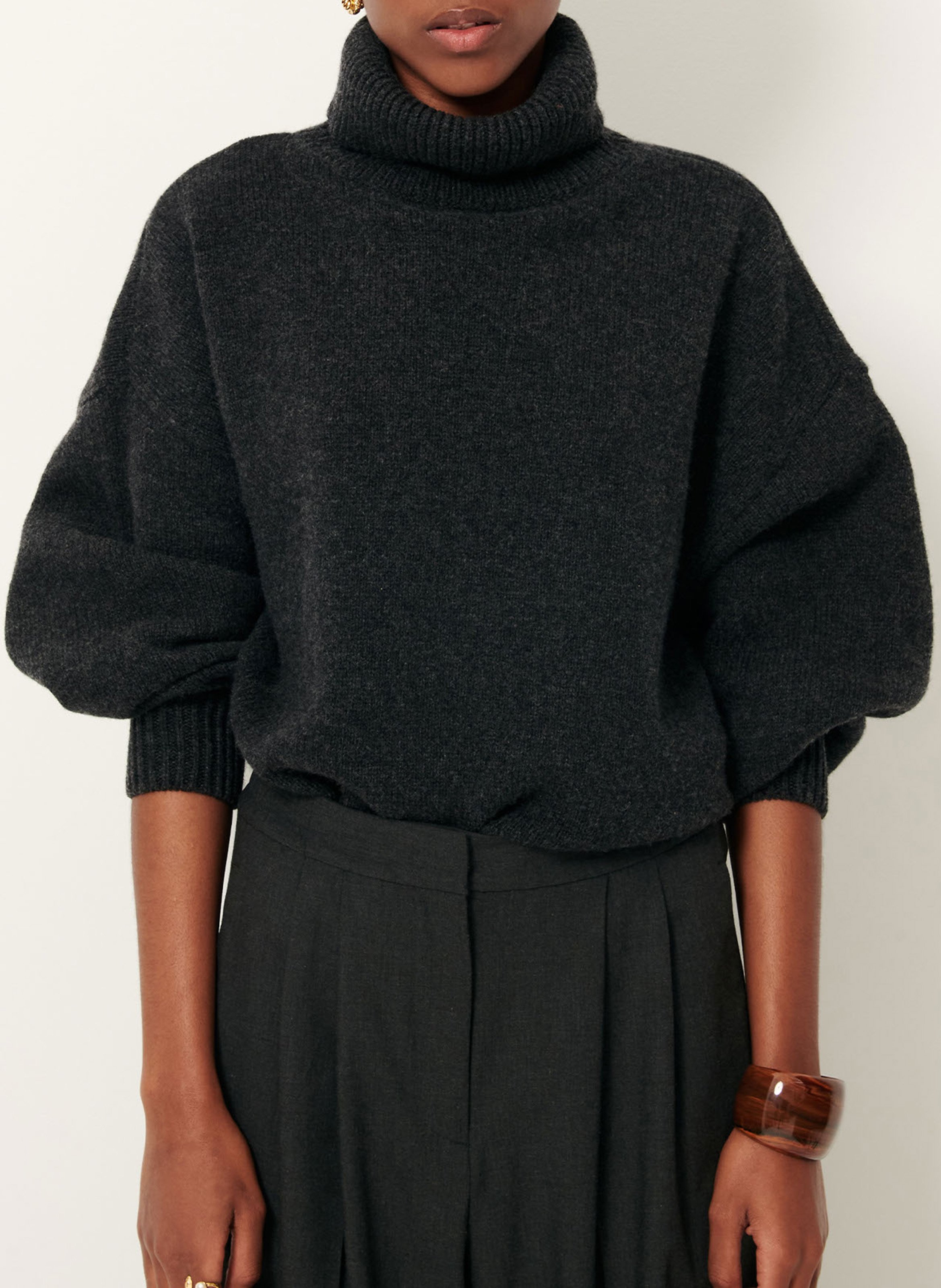 Pull oversize col roulé en laine et cachemire niko SESSUN Gris