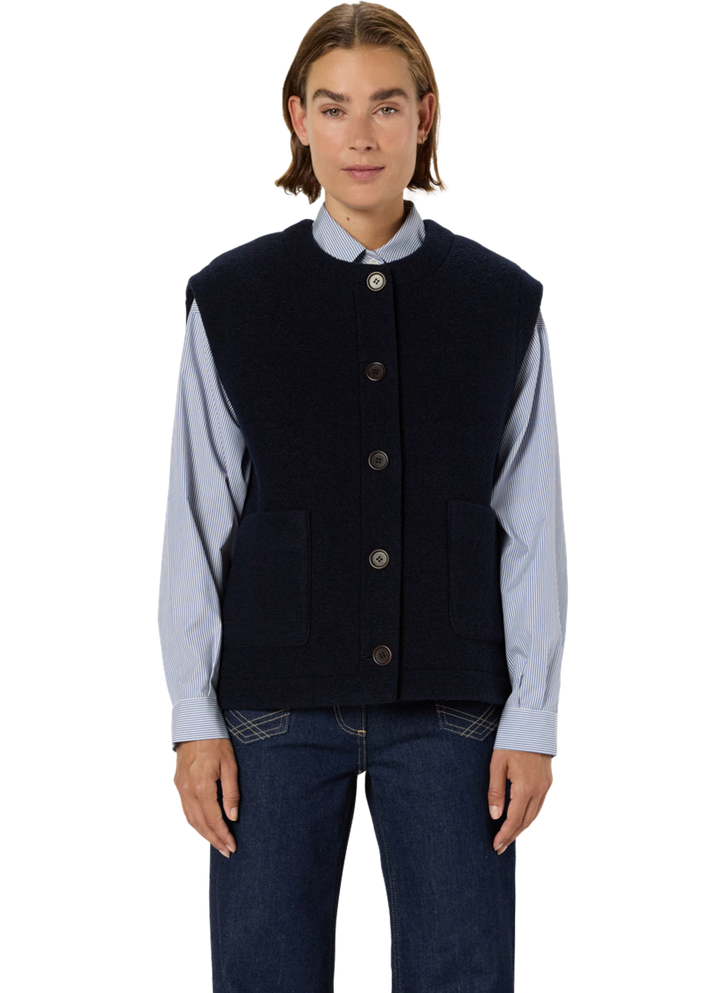 Veste sans manche en laine bouclette - nolwenn GERARD DAREL Bleu