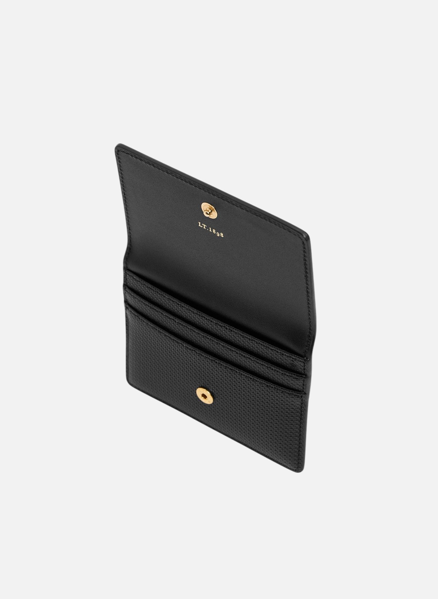 Porte cartes à rabat emilie en cuir signature t LE TANNEUR Noir