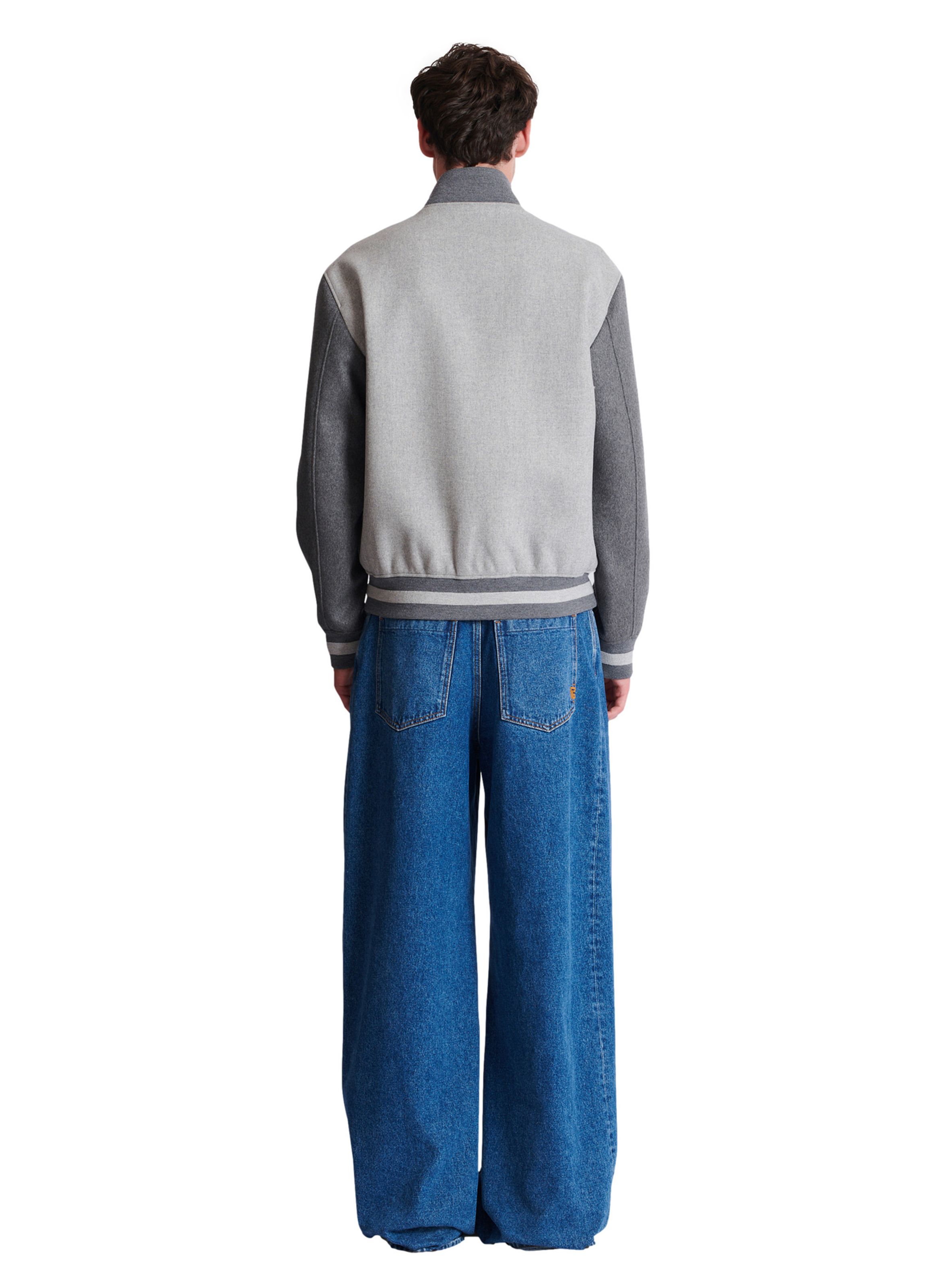 Veste varsity en laine et cachemire BALMAIN Gris