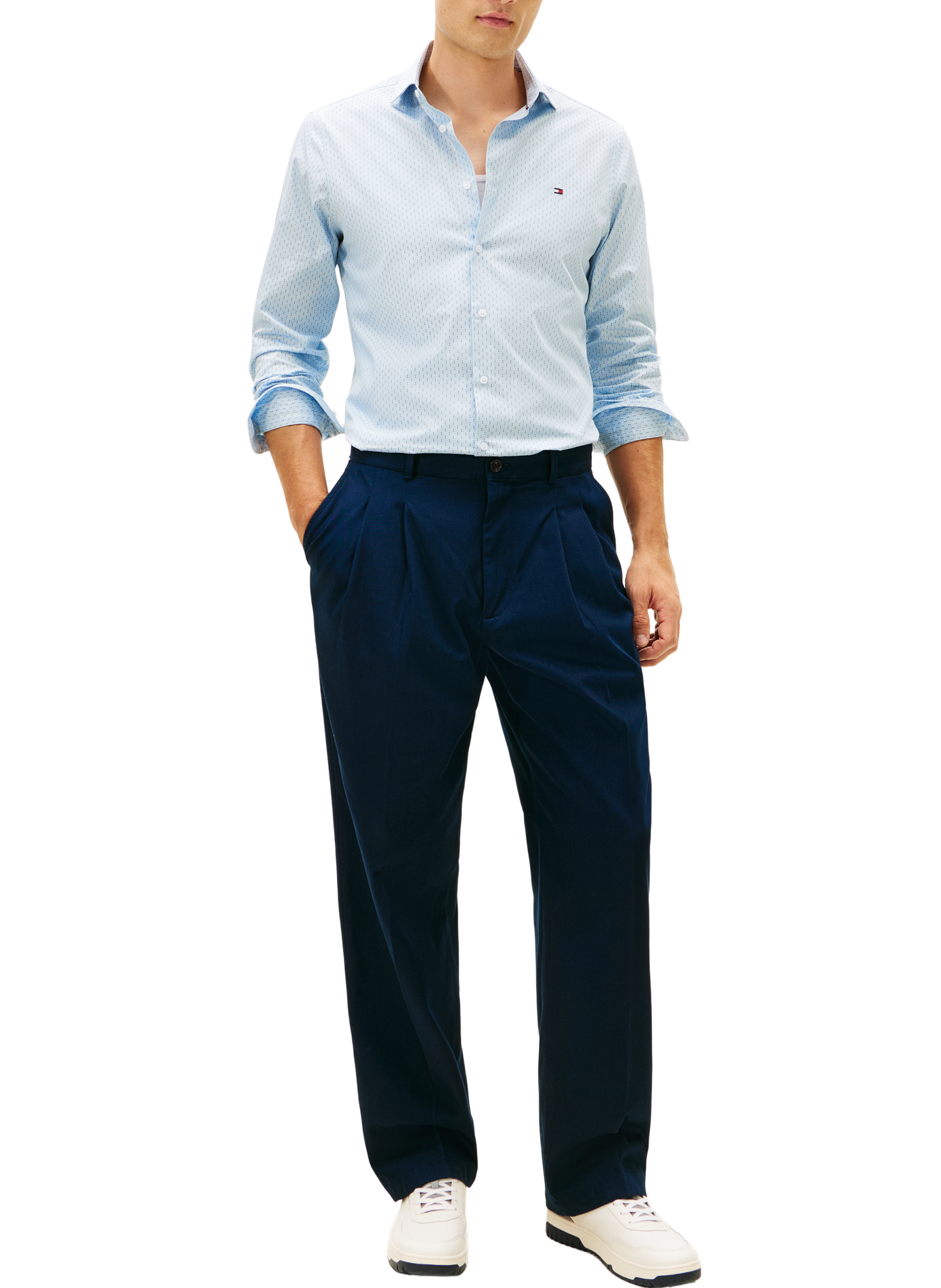 Chemise manches longues à motif en coton  TOMMY HILFIGER Bleu