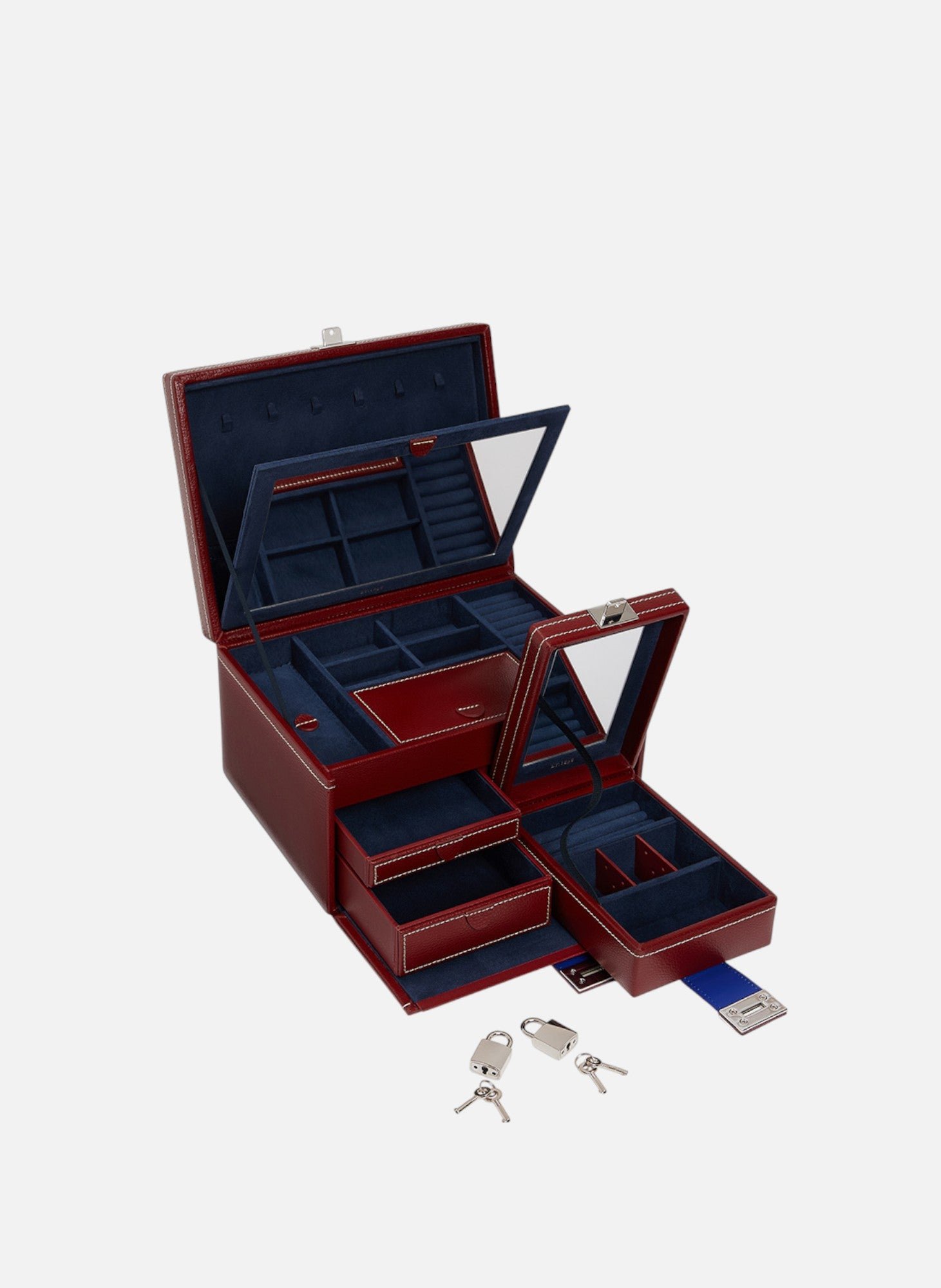 Grande boite à bijoux en cuir LE TANNEUR Rouge