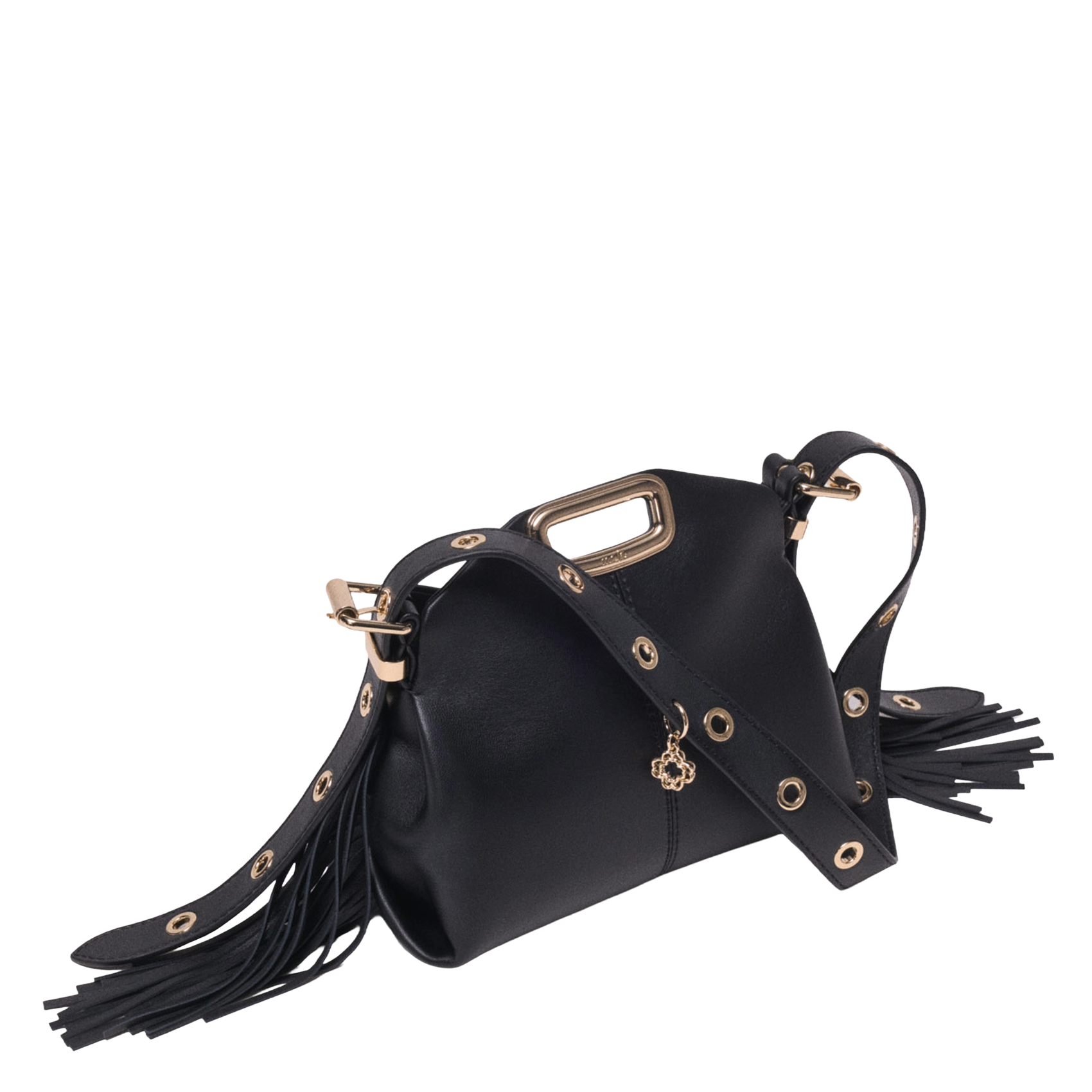 Sac bandoulière en cuir miss m mini MAJE Noir