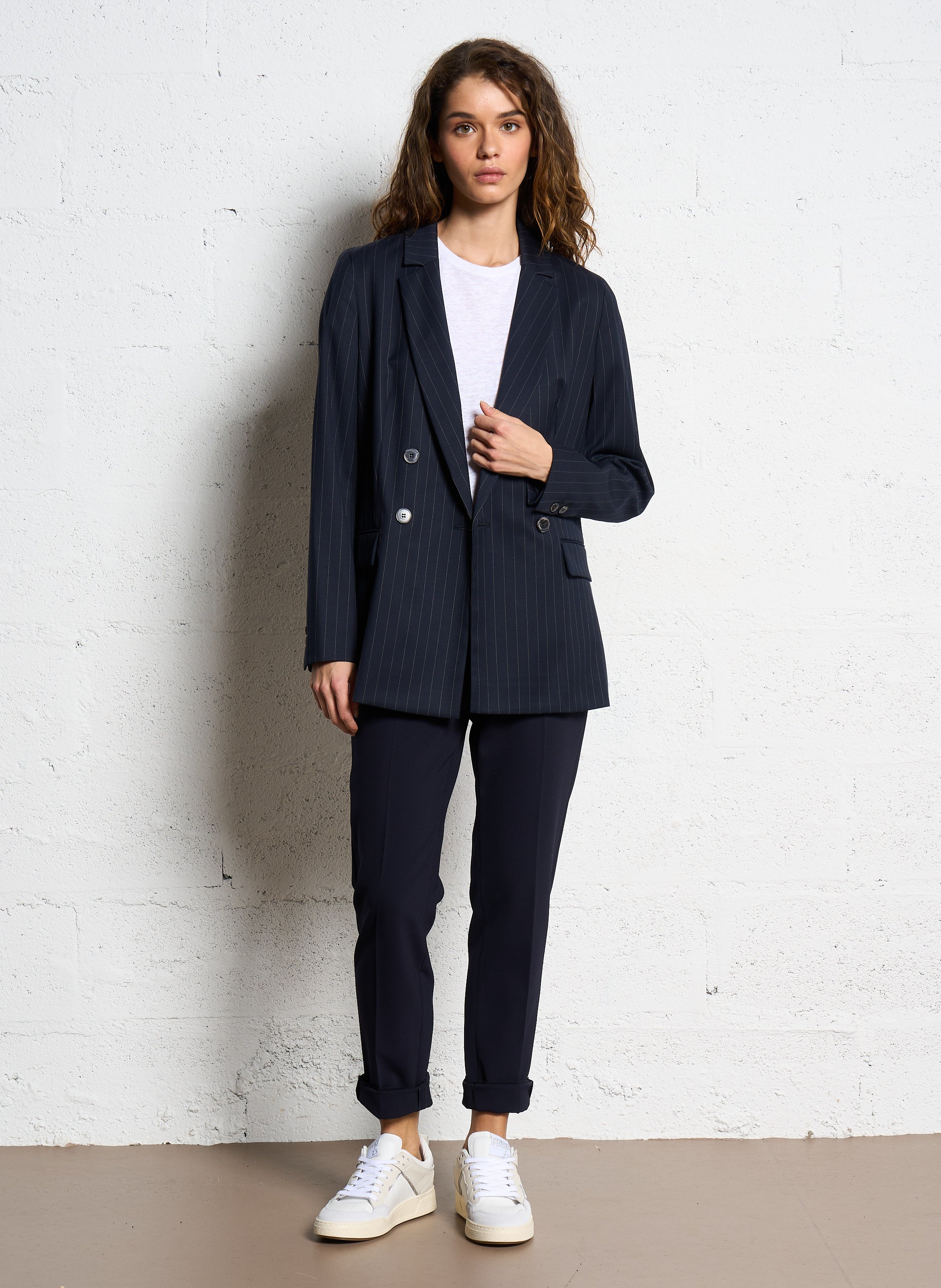 Veste de tailleur cintrée à rayures florine MAISON 123 Bleu