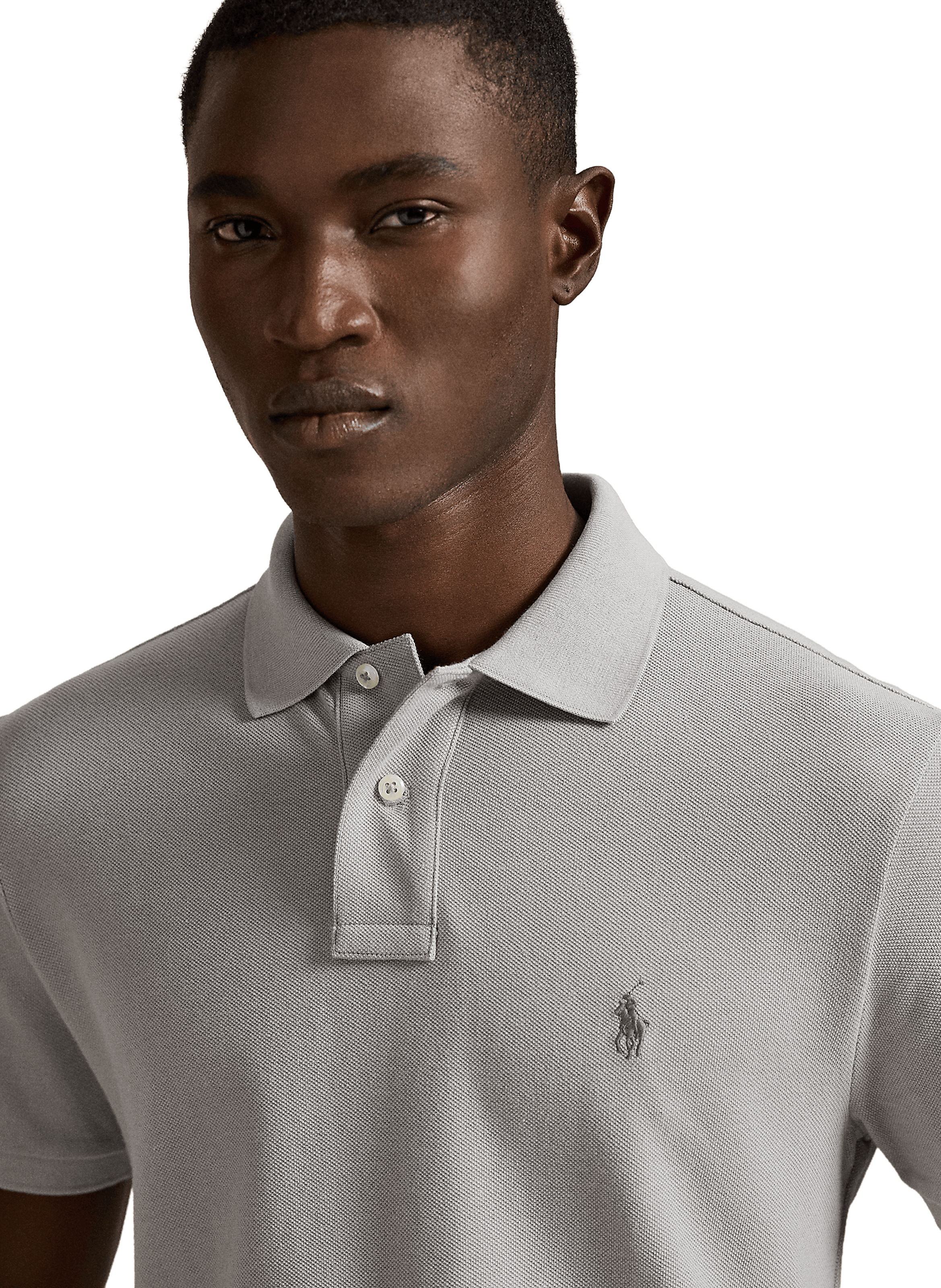 Polo droit en piqué de coton POLO RALPH LAUREN Gris