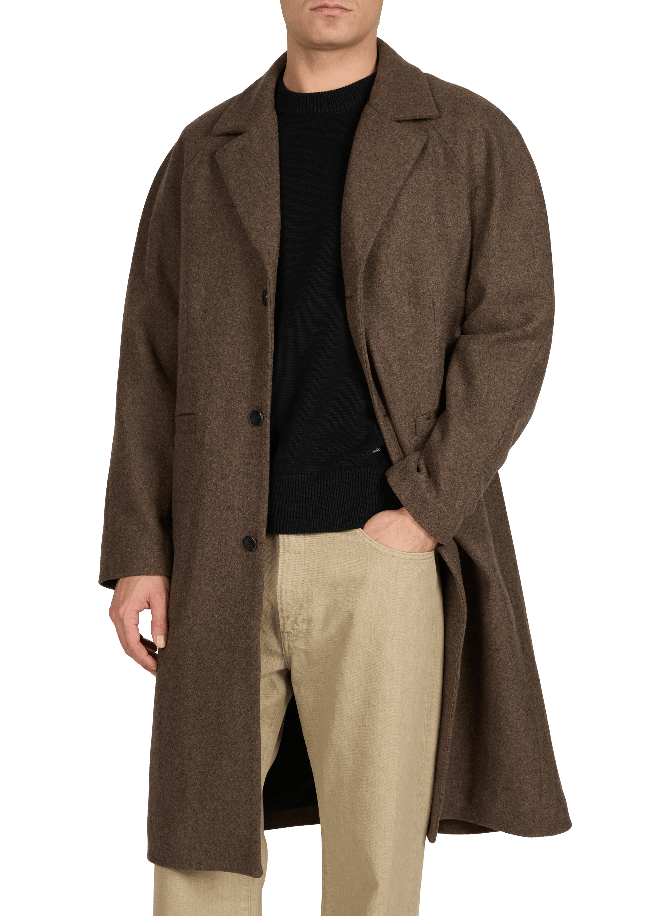 Classic straight-cut buttoned coat in a wool blend LES DEUX Brown