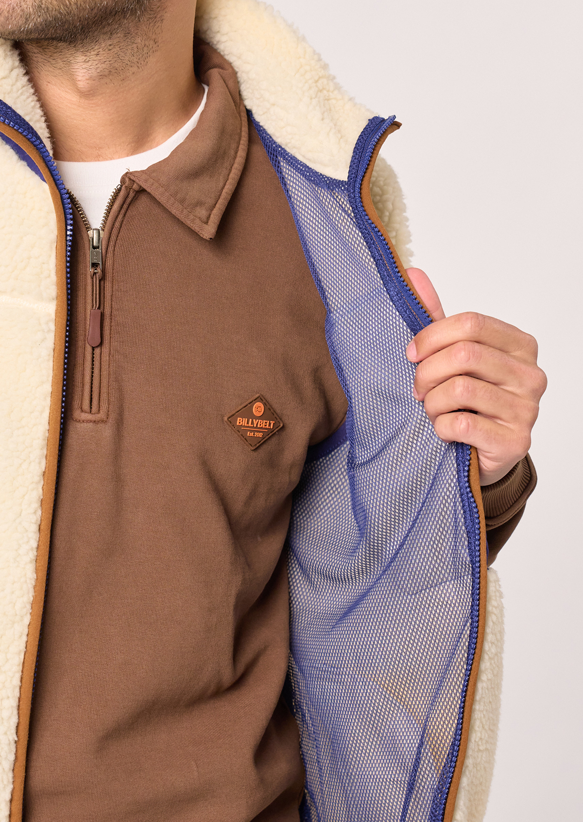 Veste sherpa zippée sans manches BILLYBELT Beige