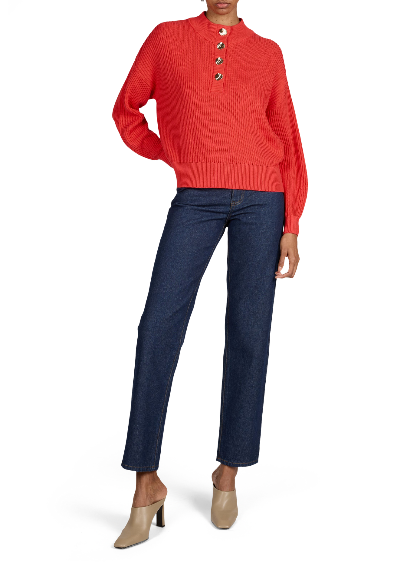 Button-down collar jumper VILA Red