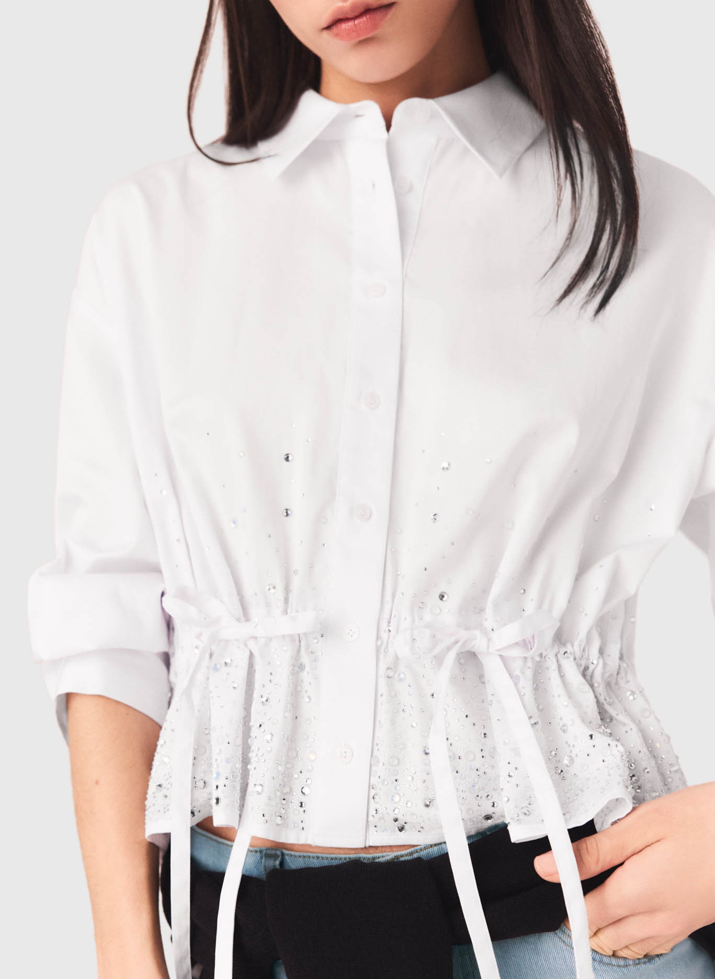 Chemise cintrée en coton MAJE Blanc