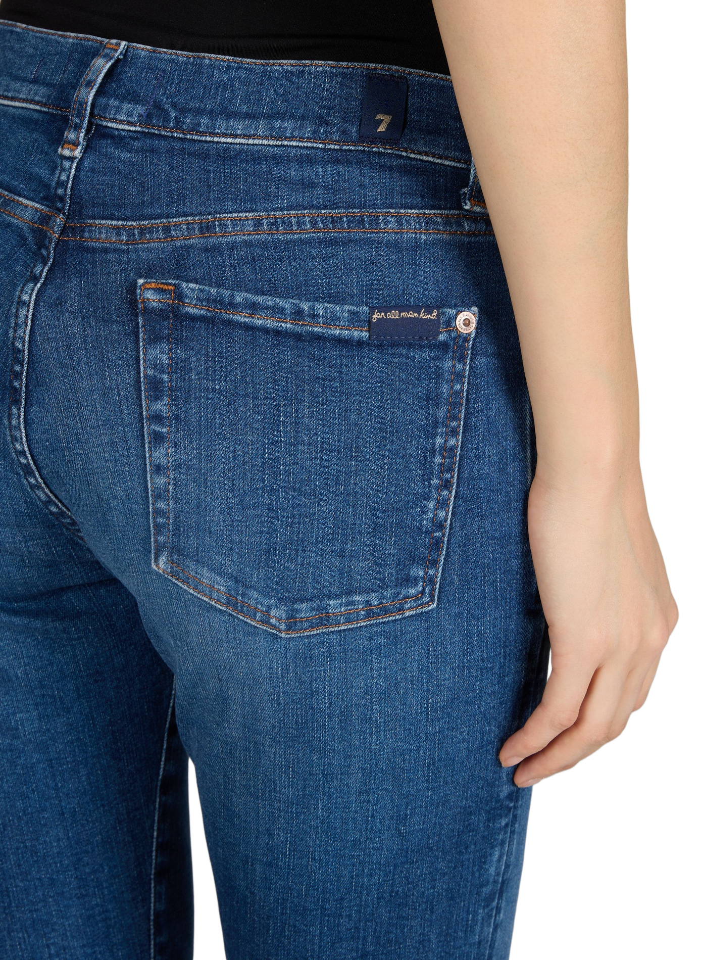 Jean skinny en coton mélangé 7 FOR ALL MANKIND Bleu