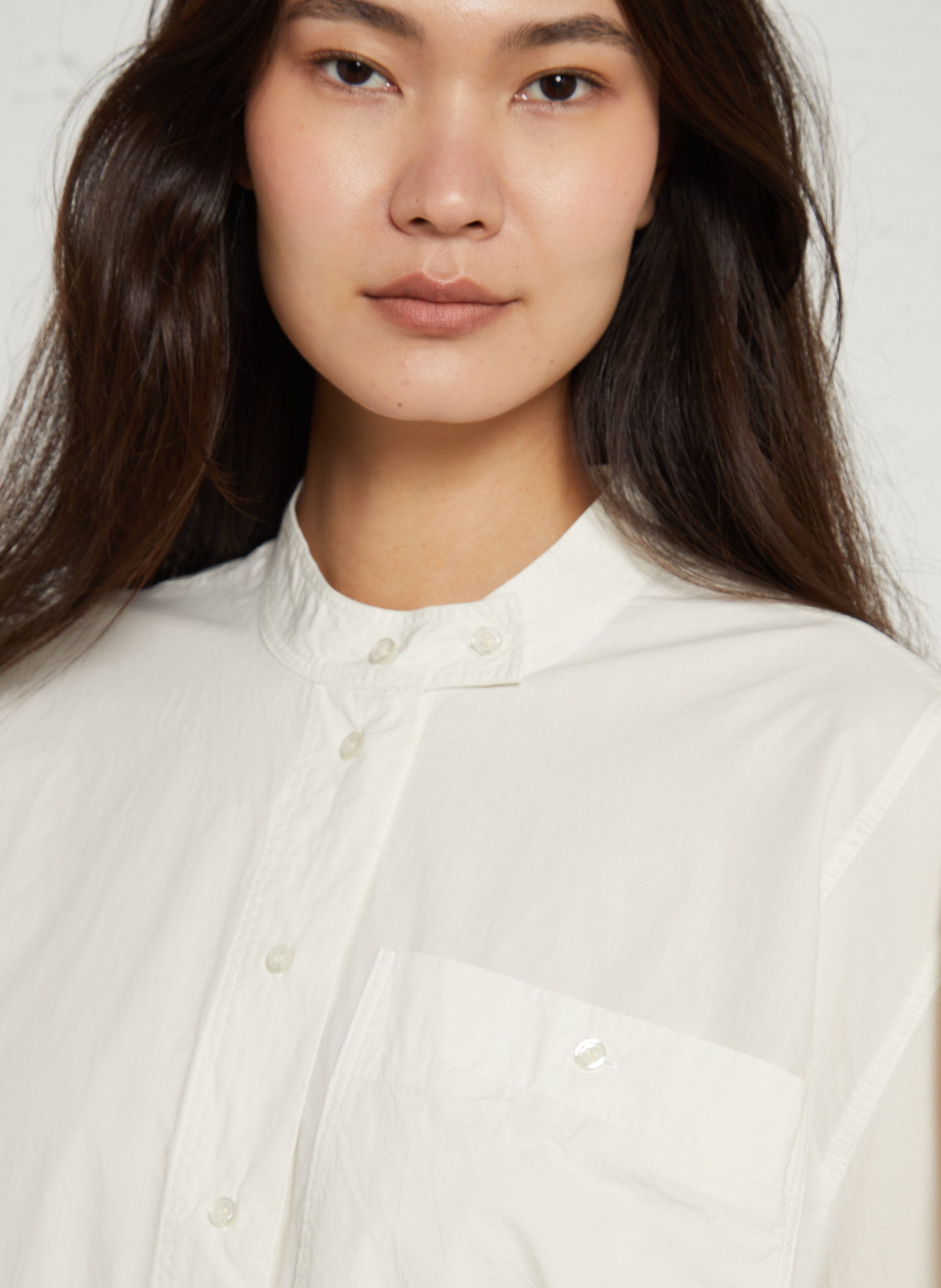 Chemise col rond en coton bio Chypre SOEUR Blanc