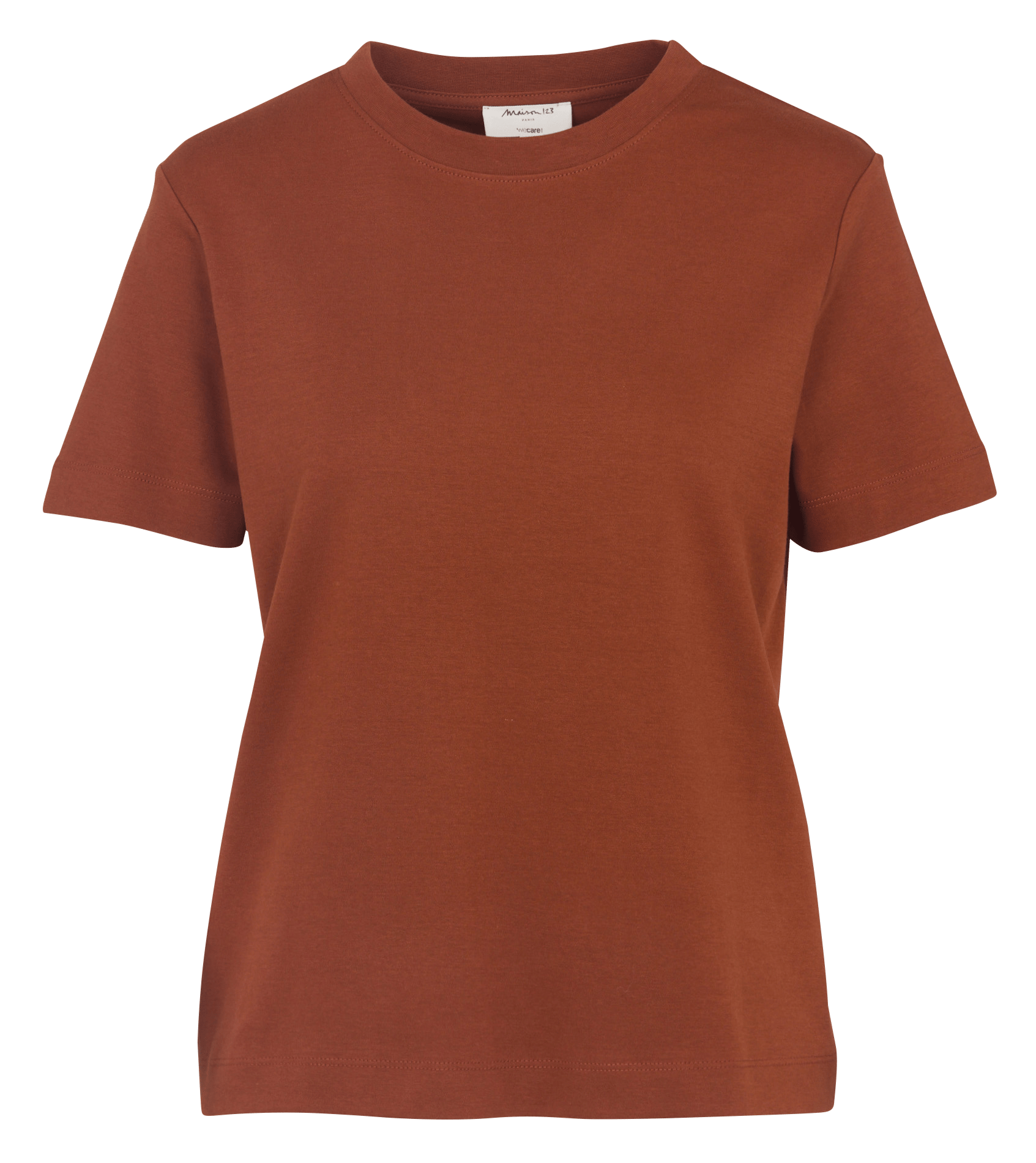 Tee-shirt droit col rond en coton leni MAISON 123 Beige