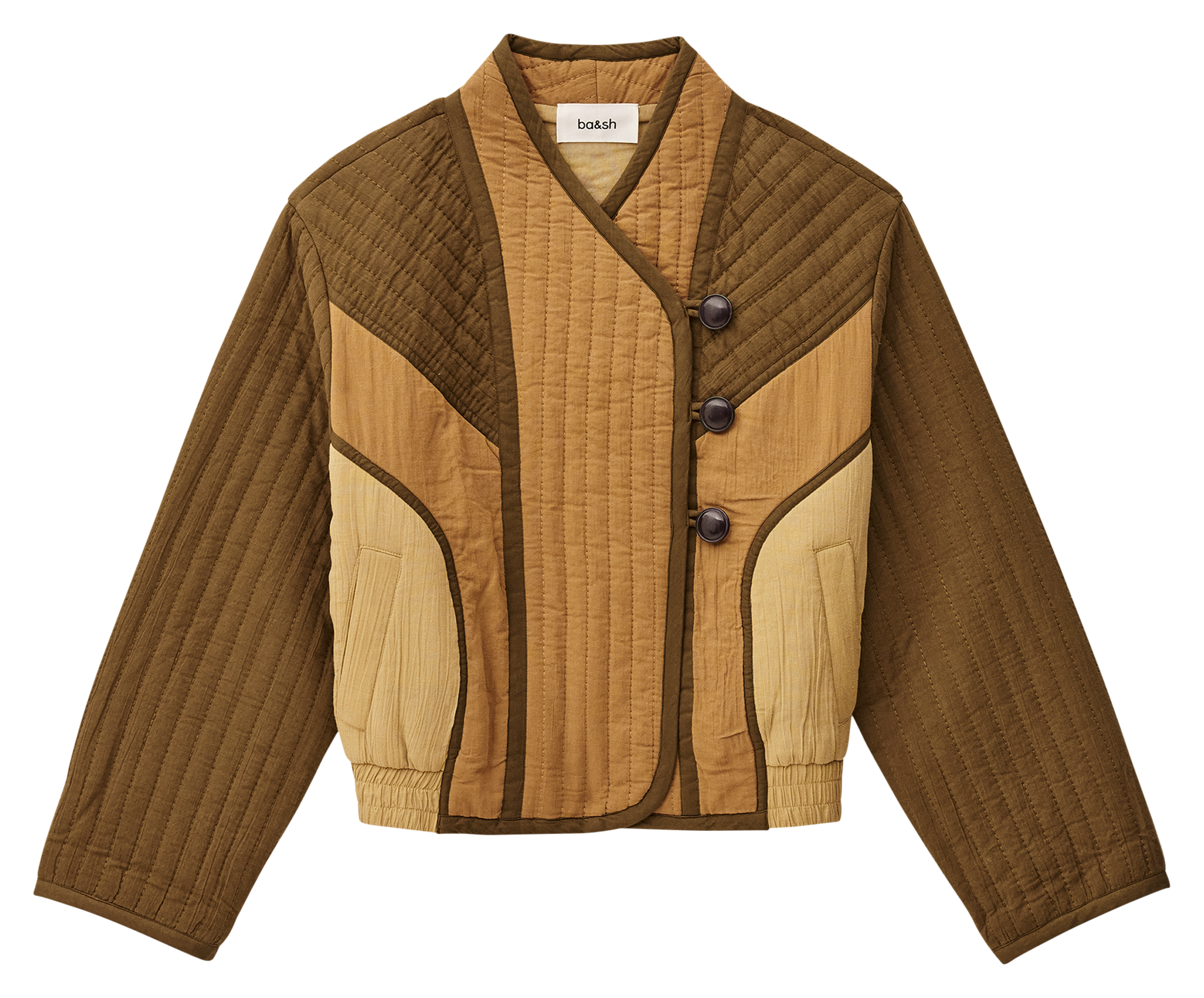 Veste patchwork courte en coton cisca BA&SH Marron