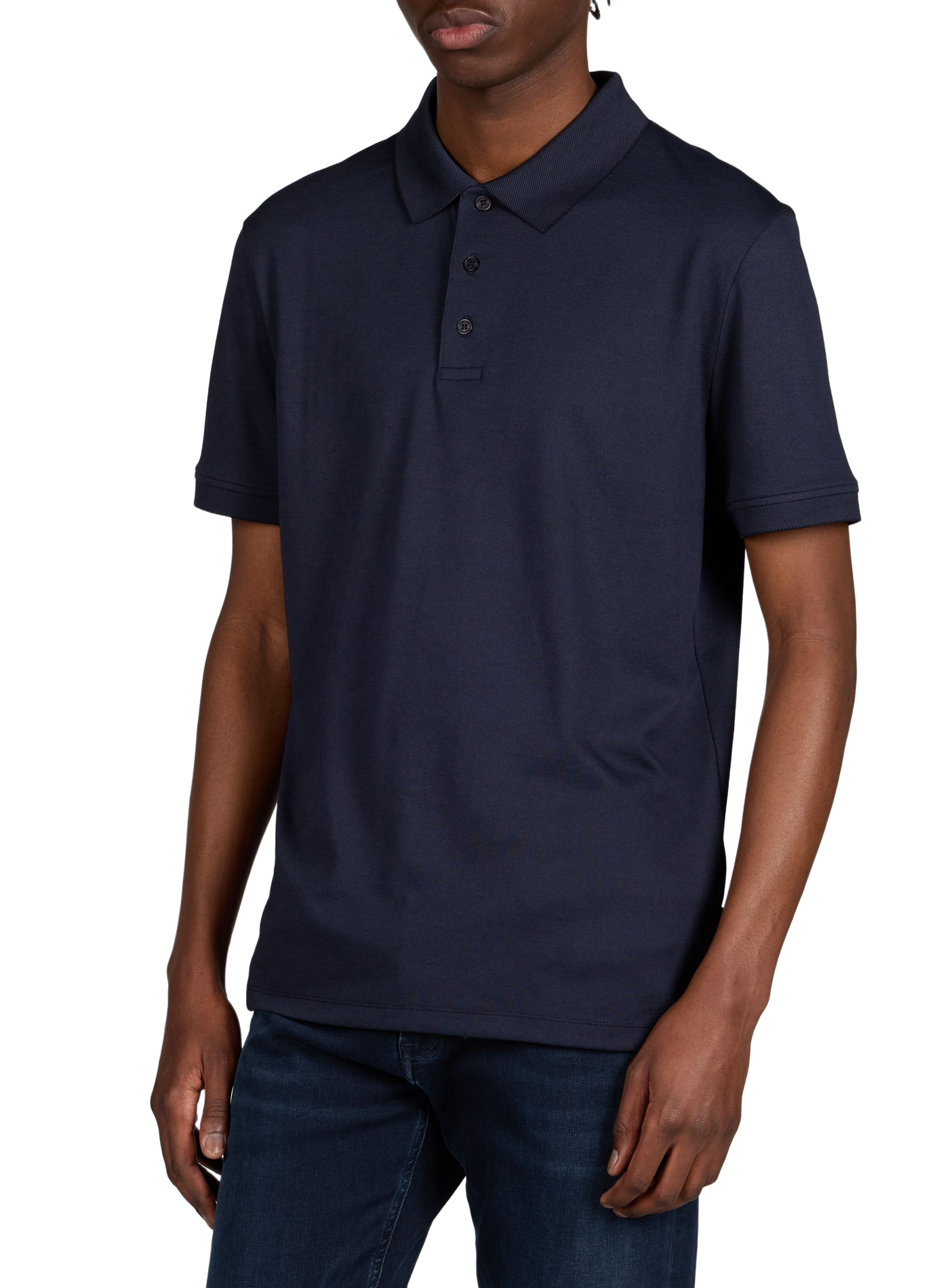 Solid short-sleeve polo in blended cotton STRELLSON Blue