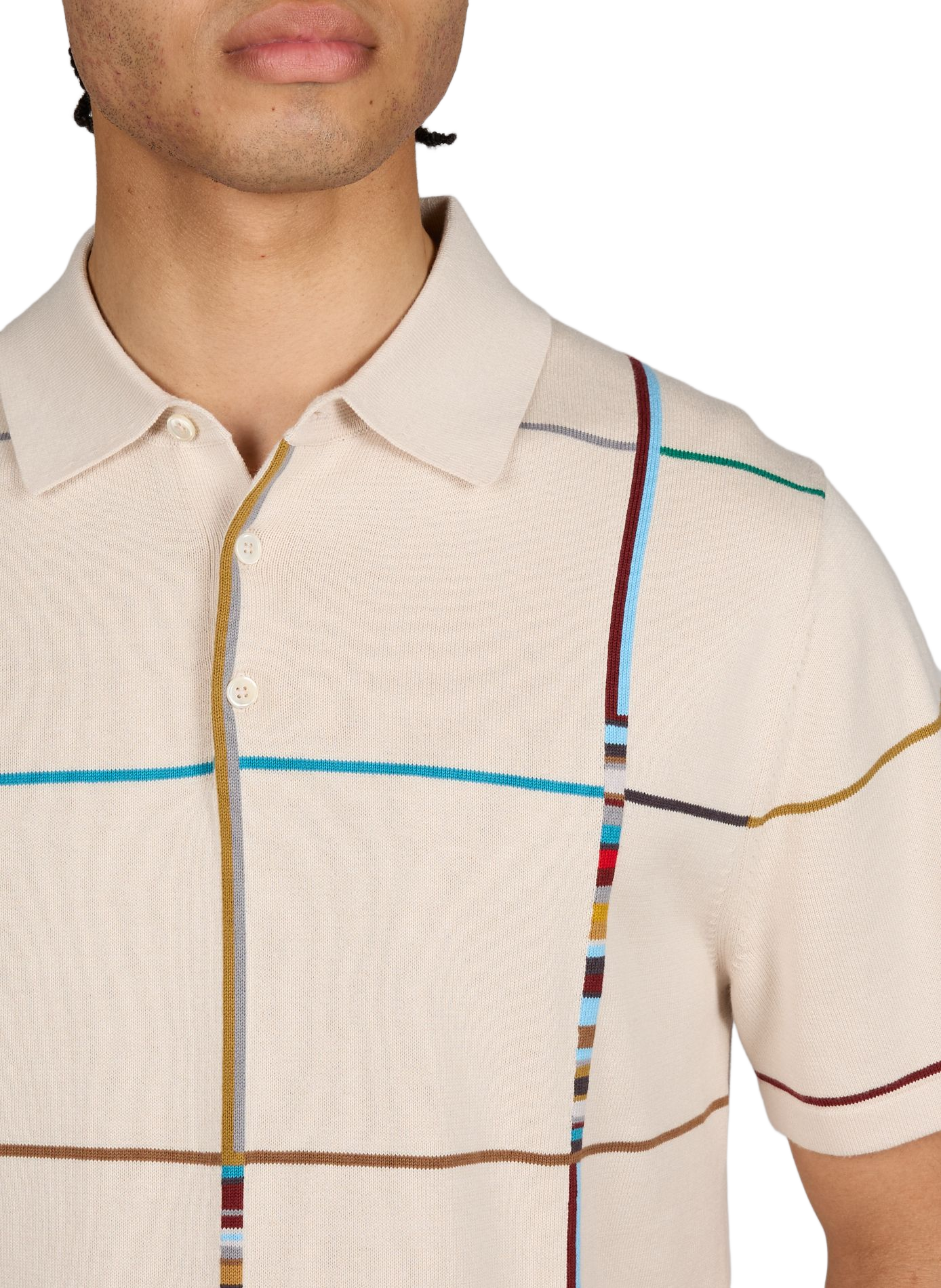 Polo manches courtes à carreaux en coton PAUL SMITH Beige