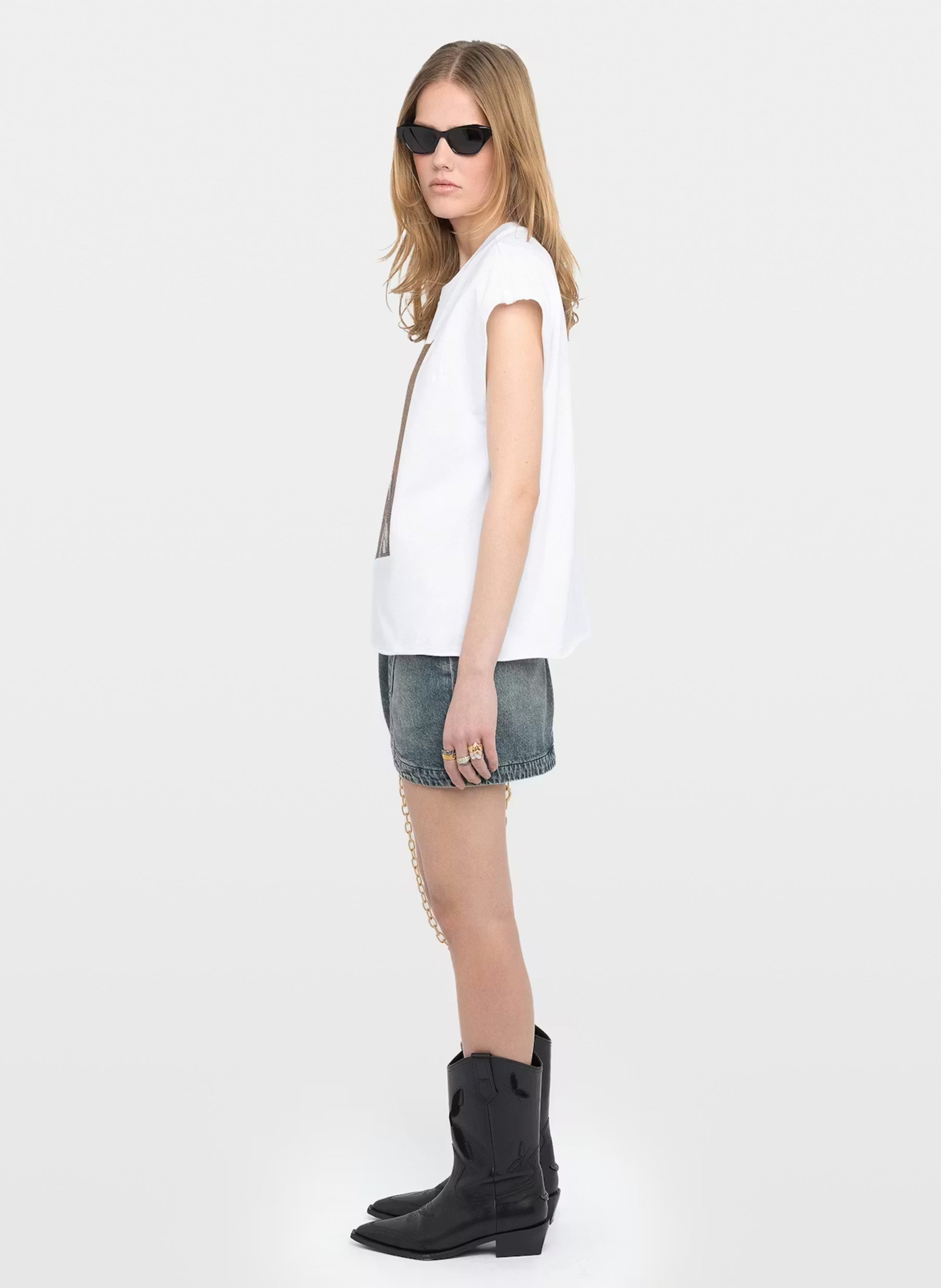 Tee-shirt col rond en coton cloex ZADIG&VOLTAIRE Blanc