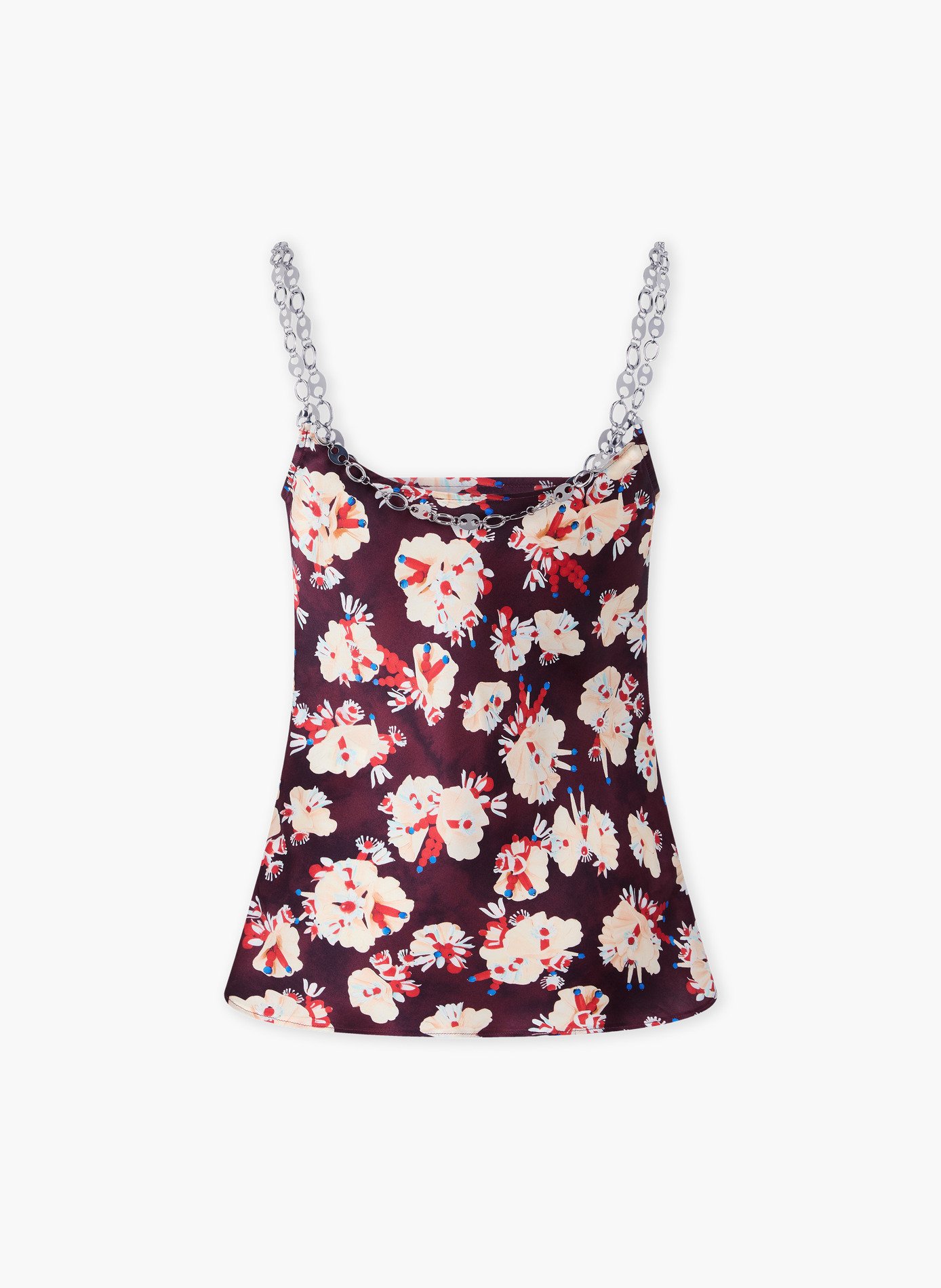 Top à motif floral en satin de soie RABANNE Violet