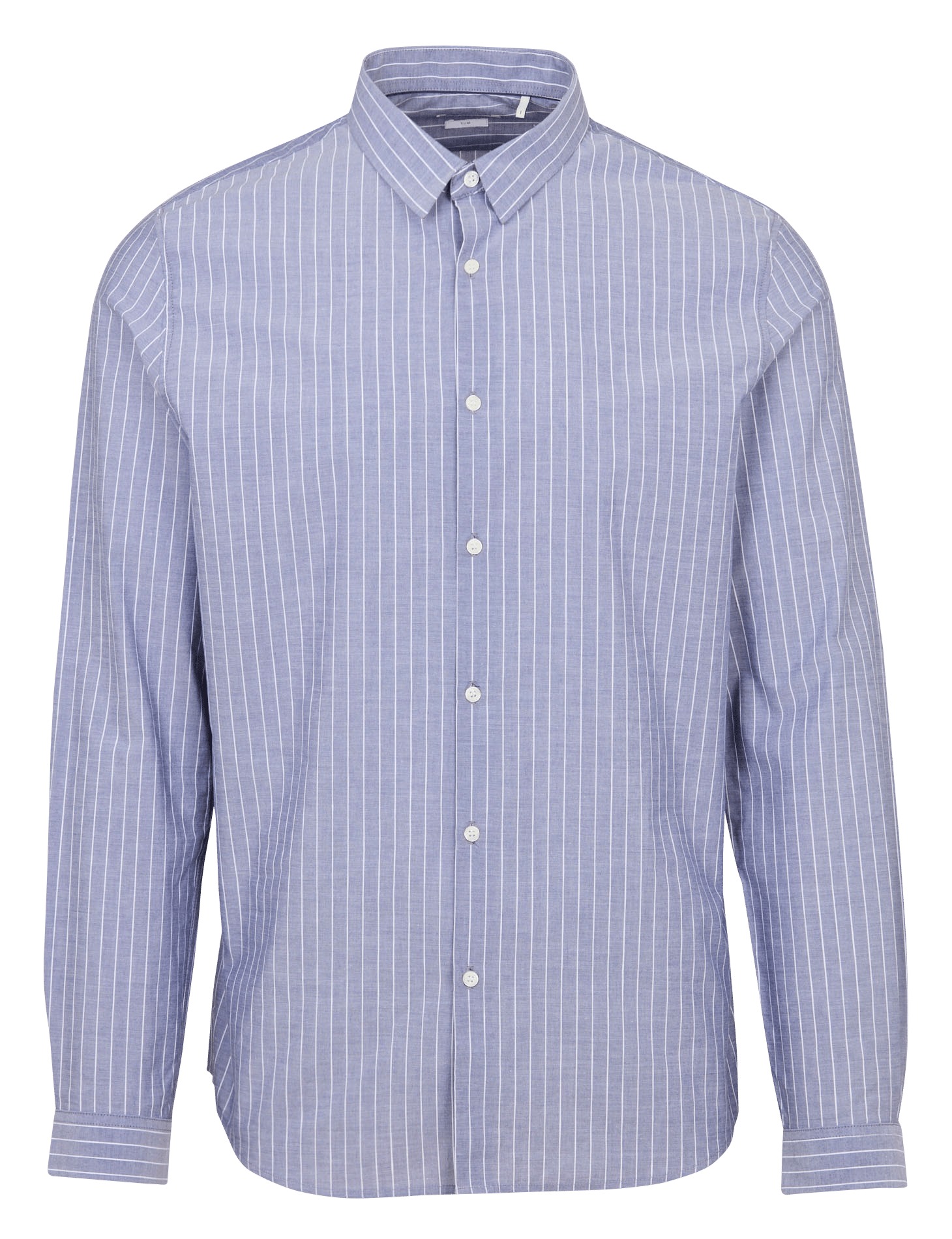 Chemise slim-fit col parisien rayée en coton et lin IKKS Bleu