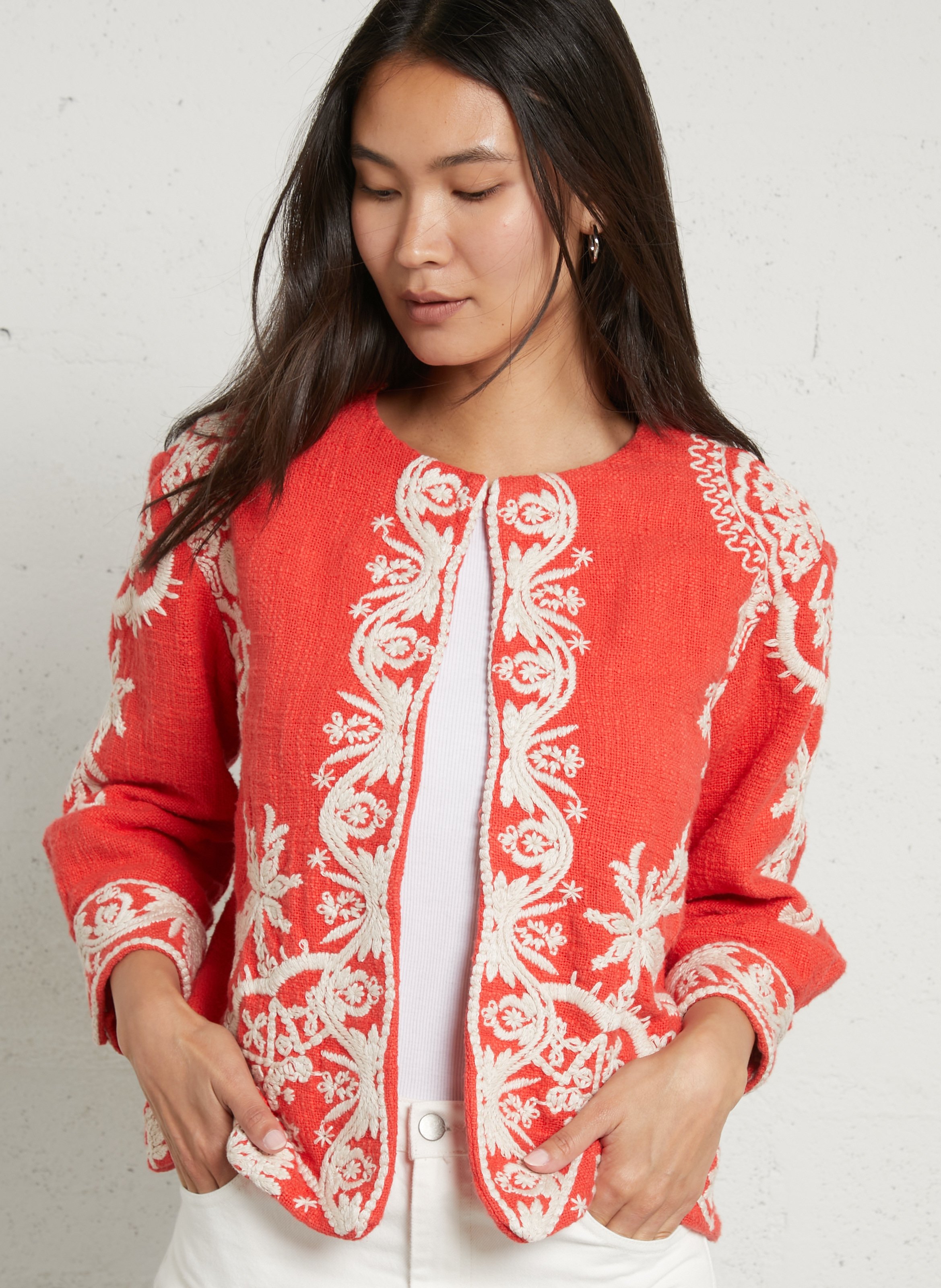 Veste col rond en coton valma MAISON 123 Rouge