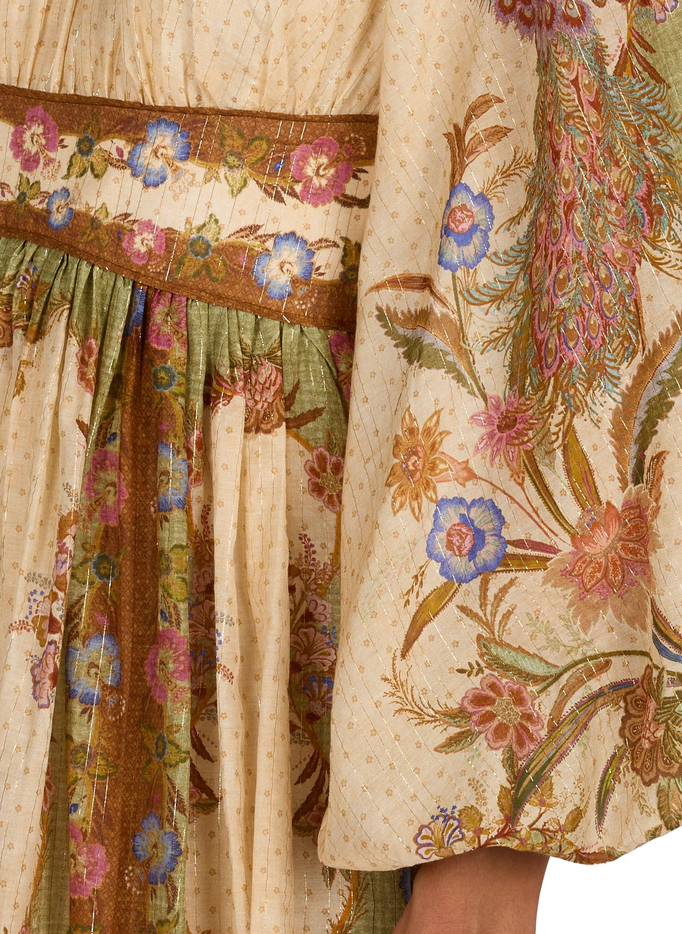Cinched waist maxi dress with floral print "Indra" ZIMMERMANN Khaki