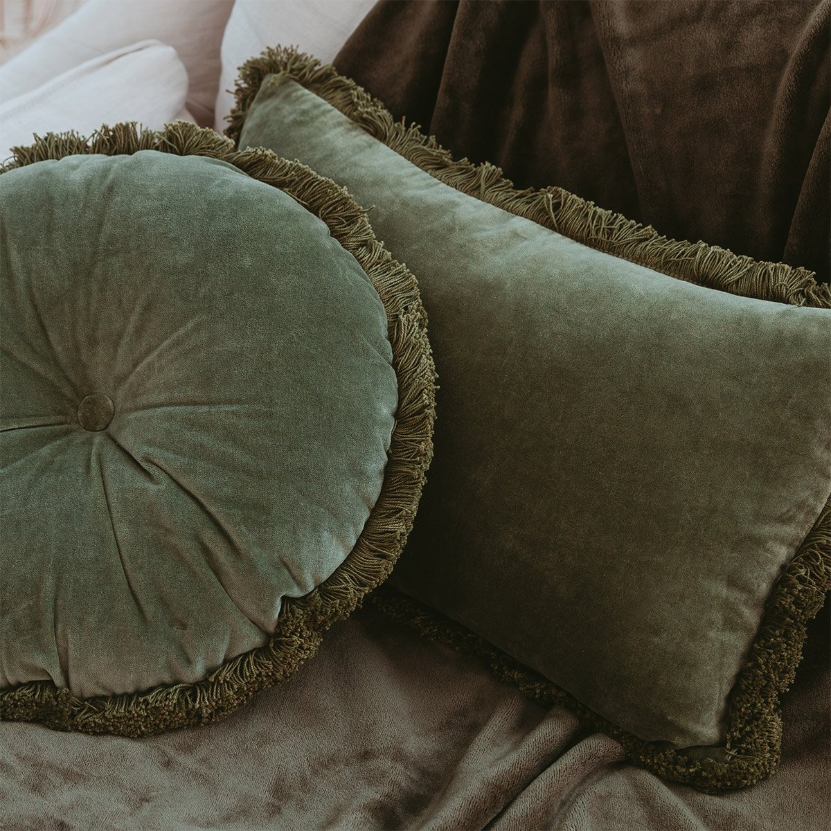 Housse de coussin en velours, romulus | Vert DESFORGES Maison