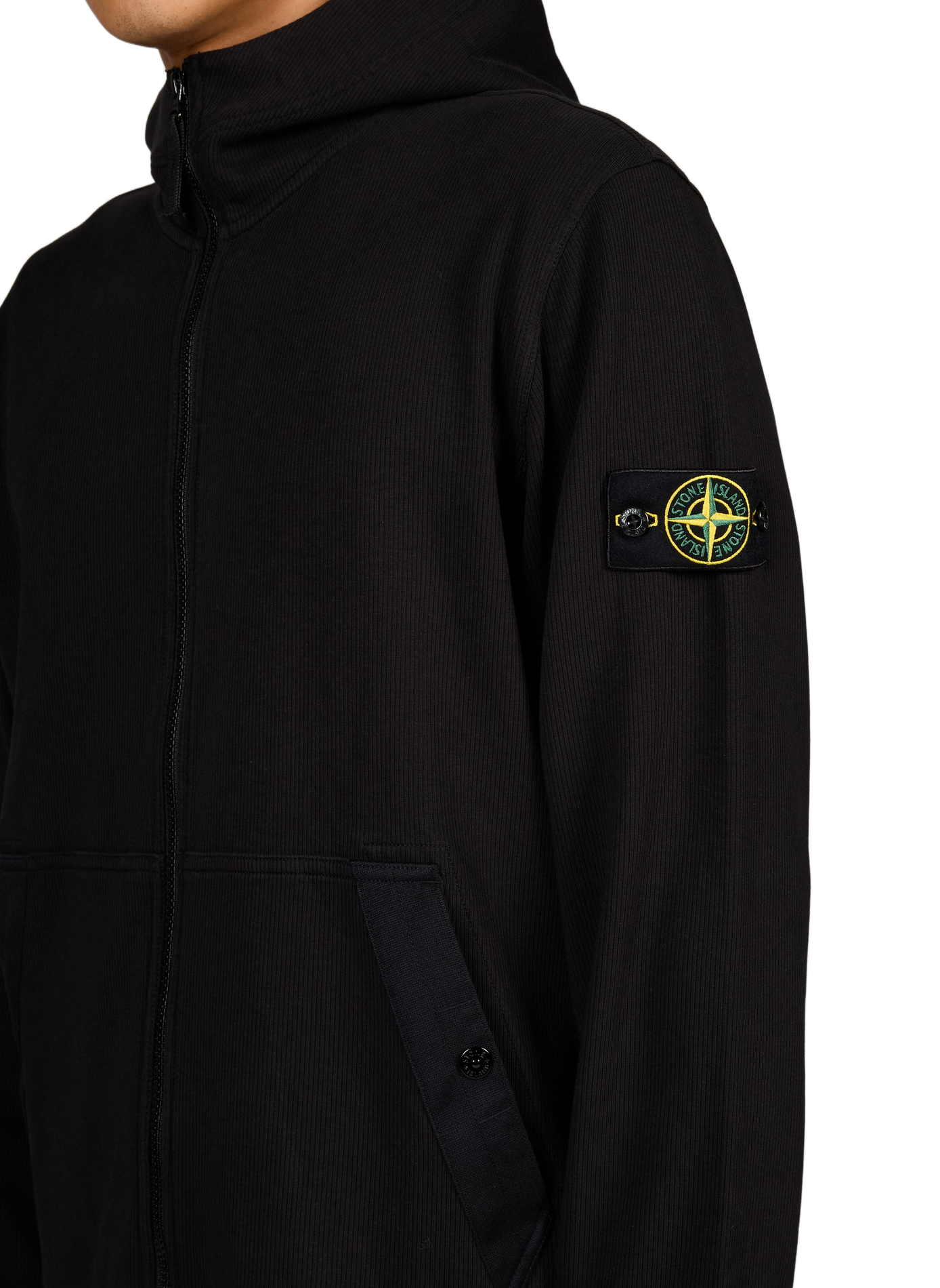 Sweat zippé à capuche STONE ISLAND Noir