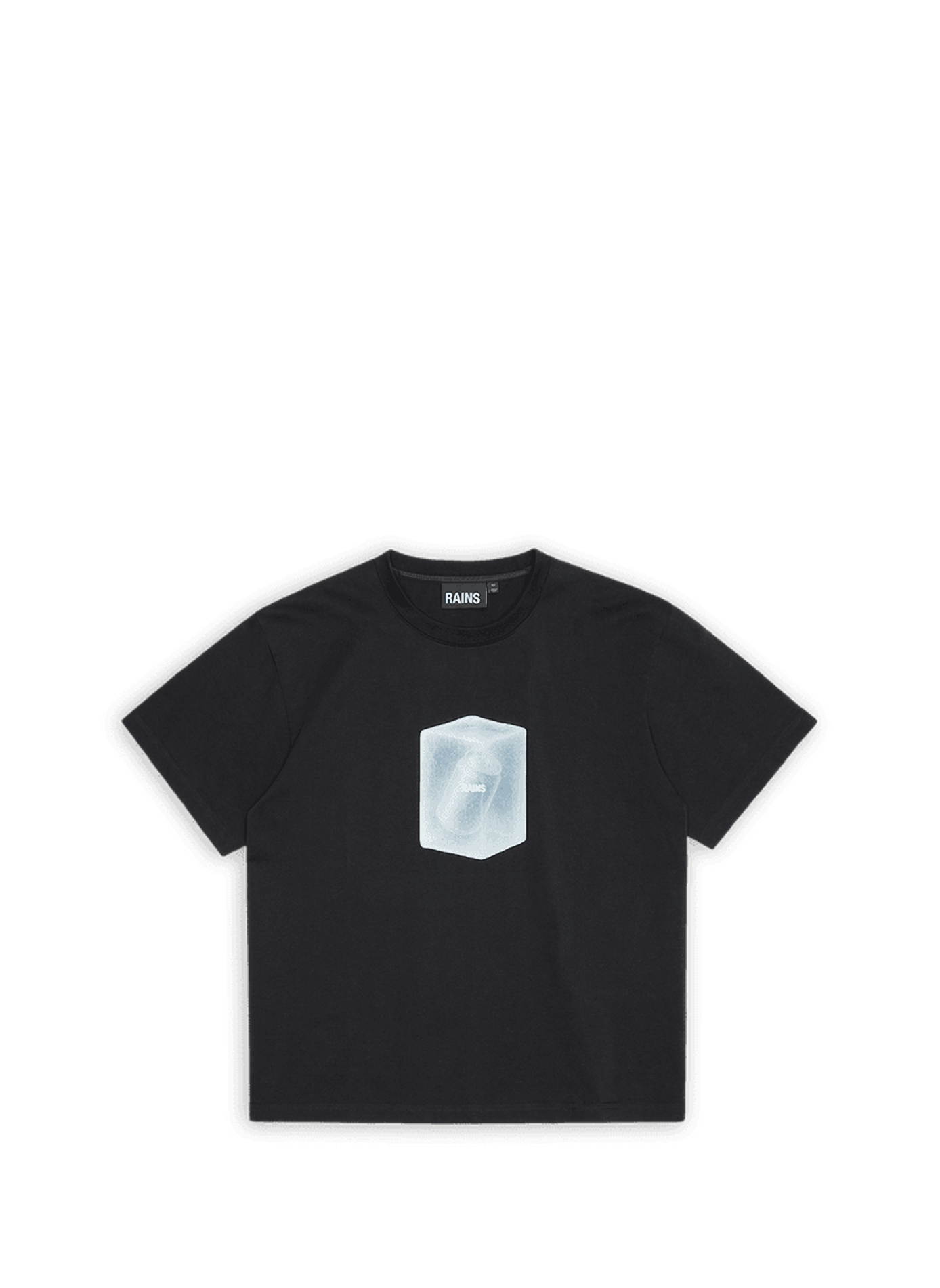 Straight fit cotton patterned t-shirt RAINS Black