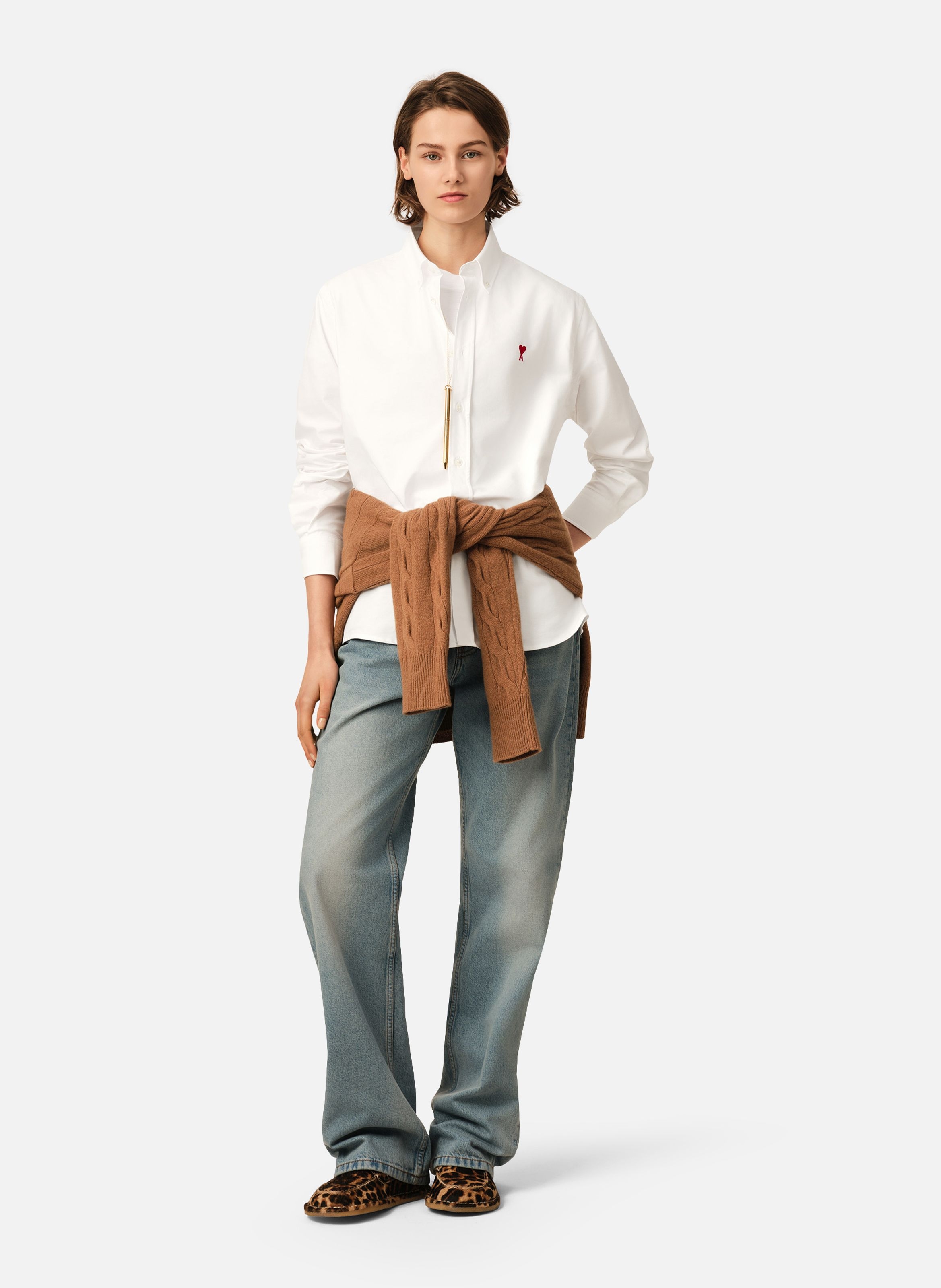 Chemise col boutonné ami de coeur unisexe AMI PARIS Blanc