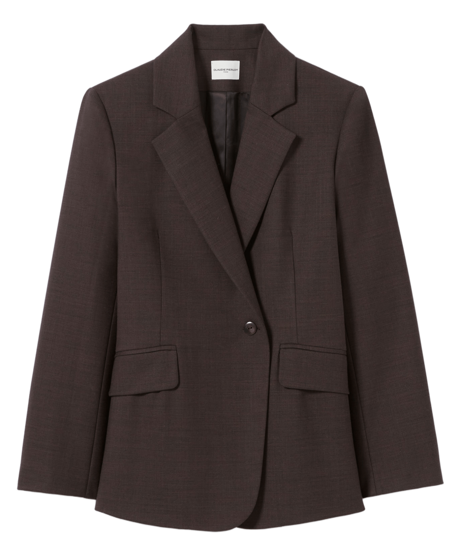 Veste tailleur droite unie en laine mélangée villagabis CLAUDIE PIERLOT Marron