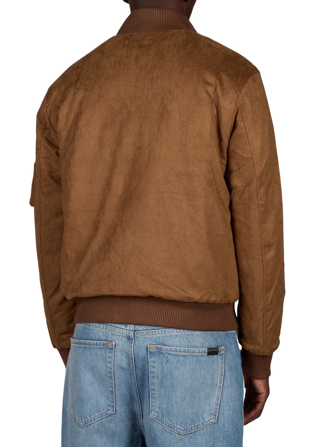 Blouson col montant uni en suède BOMBERS ORIGINAL Marron