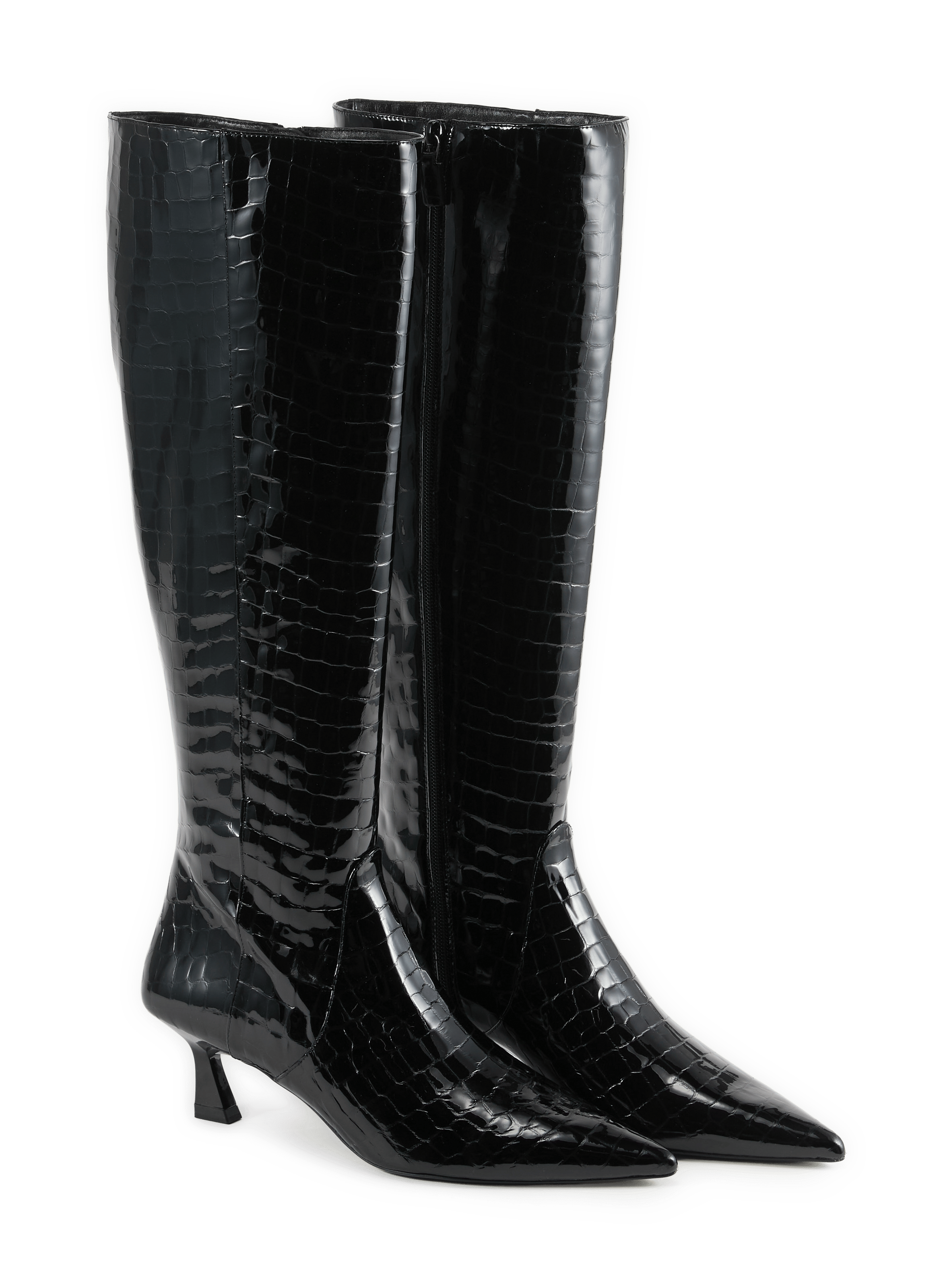 VINNIE knee-high boots in patent python leather STUART WEITZMAN Black