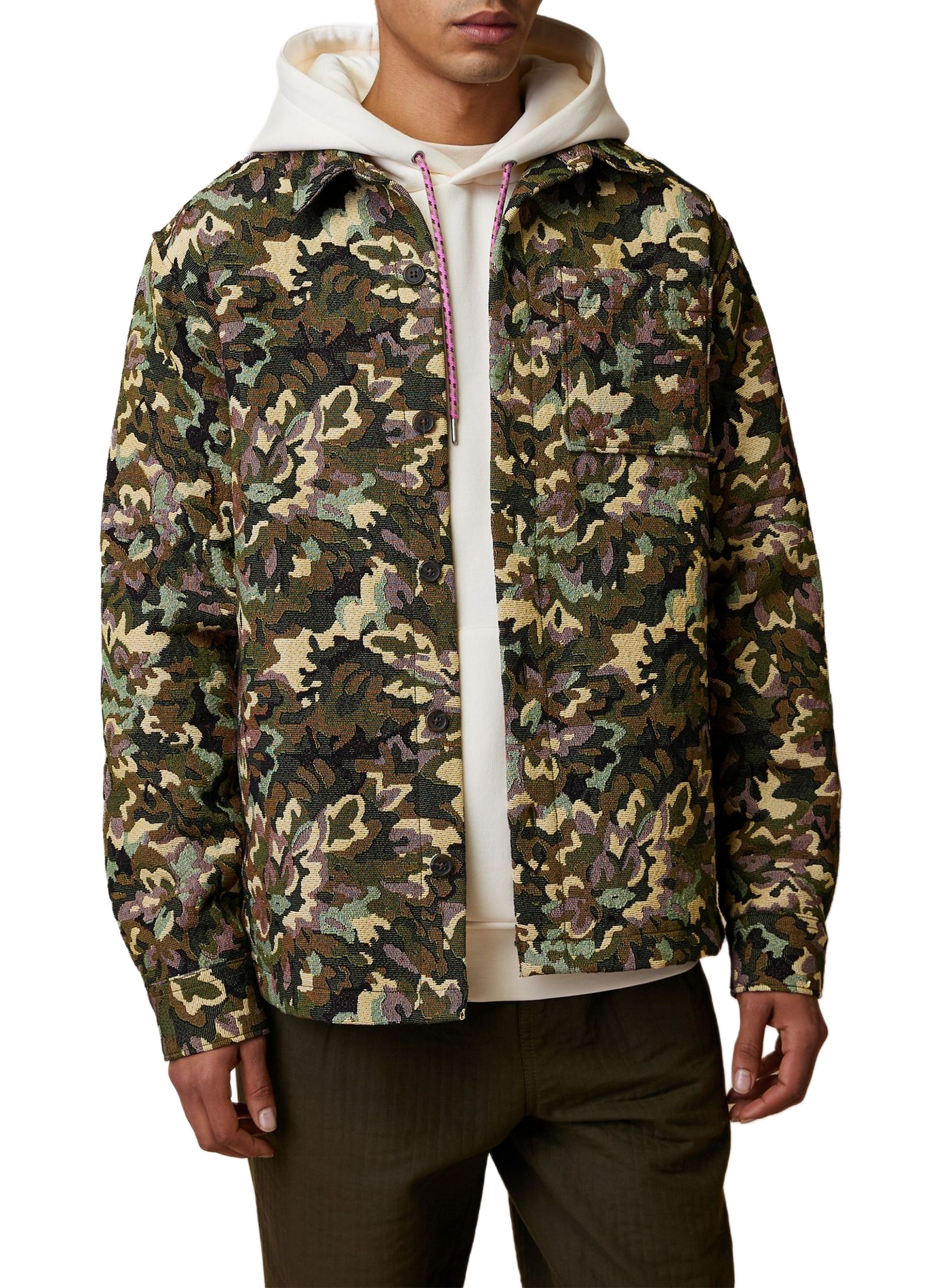 Surchemise droite col classique imprimée FAGUO Vert