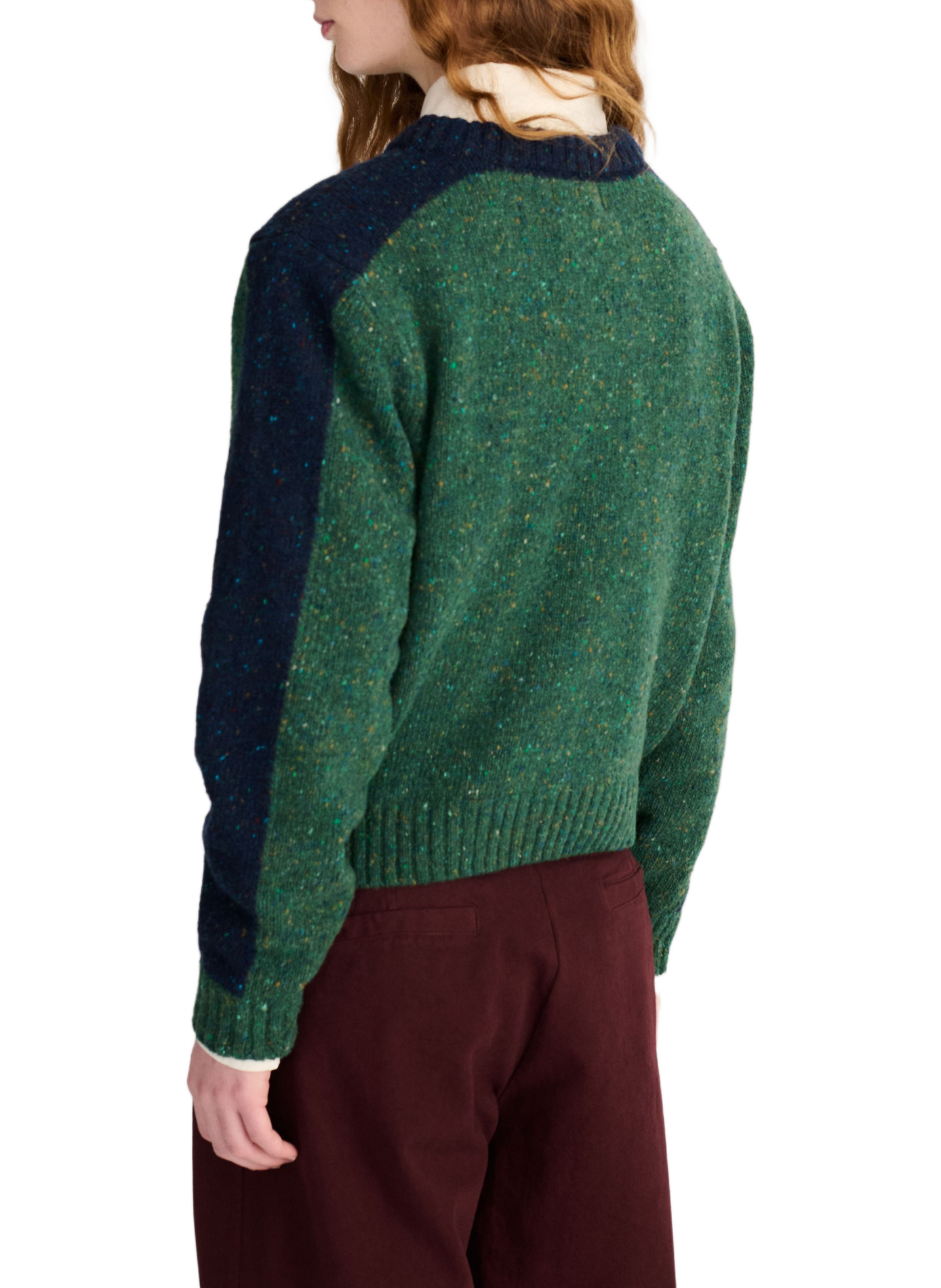 Pull col rond droit moucheté en laine mélangée BOBO CHOSES Green