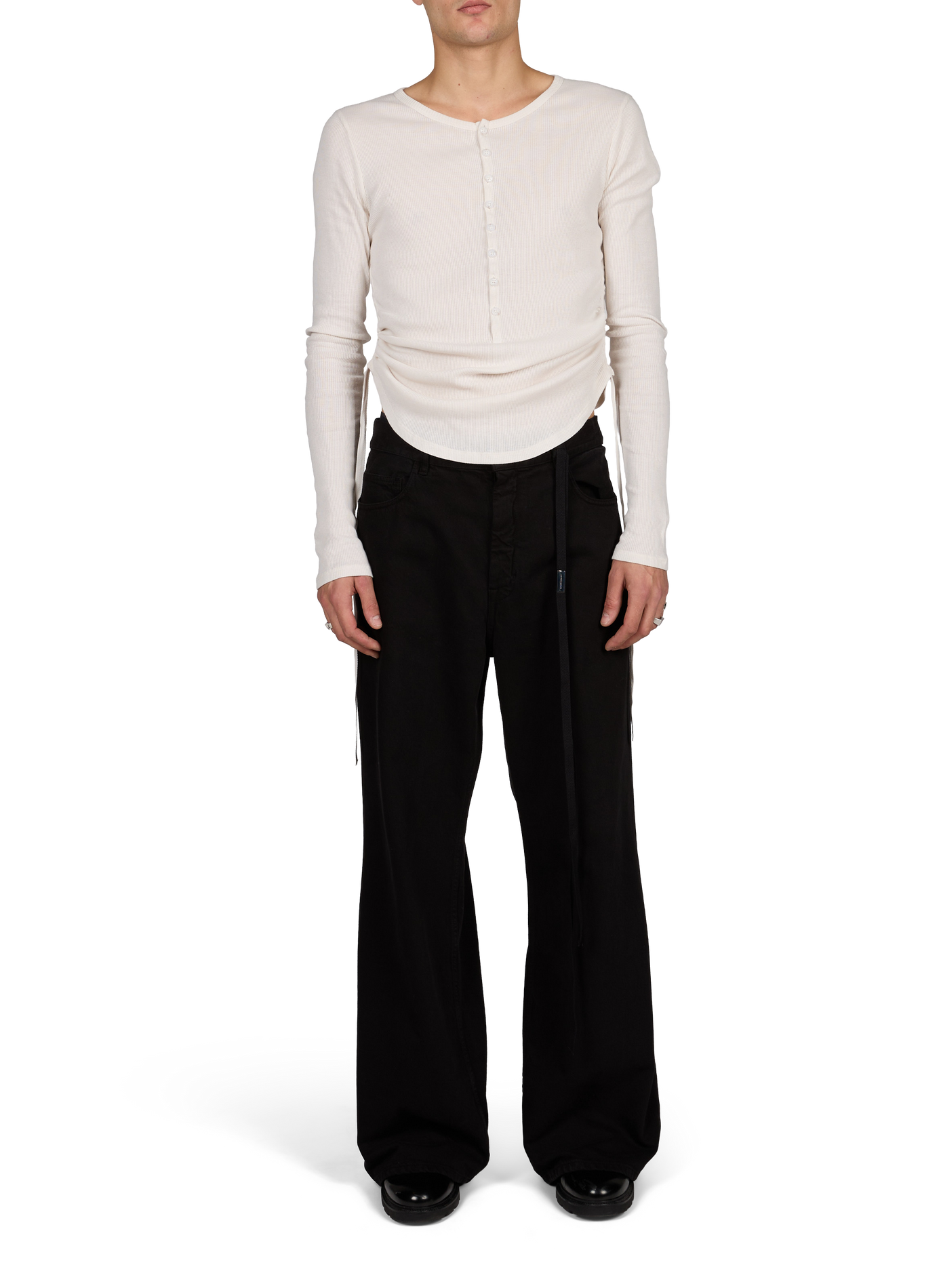 Fitted ribbed cotton T-shirt ANN DEMEULEMEESTER White