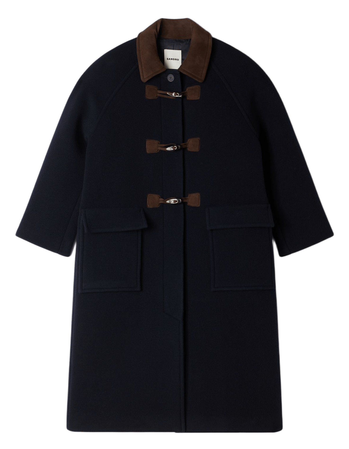 Manteau long brandebourg en laine mélangée SANDRO Bleu