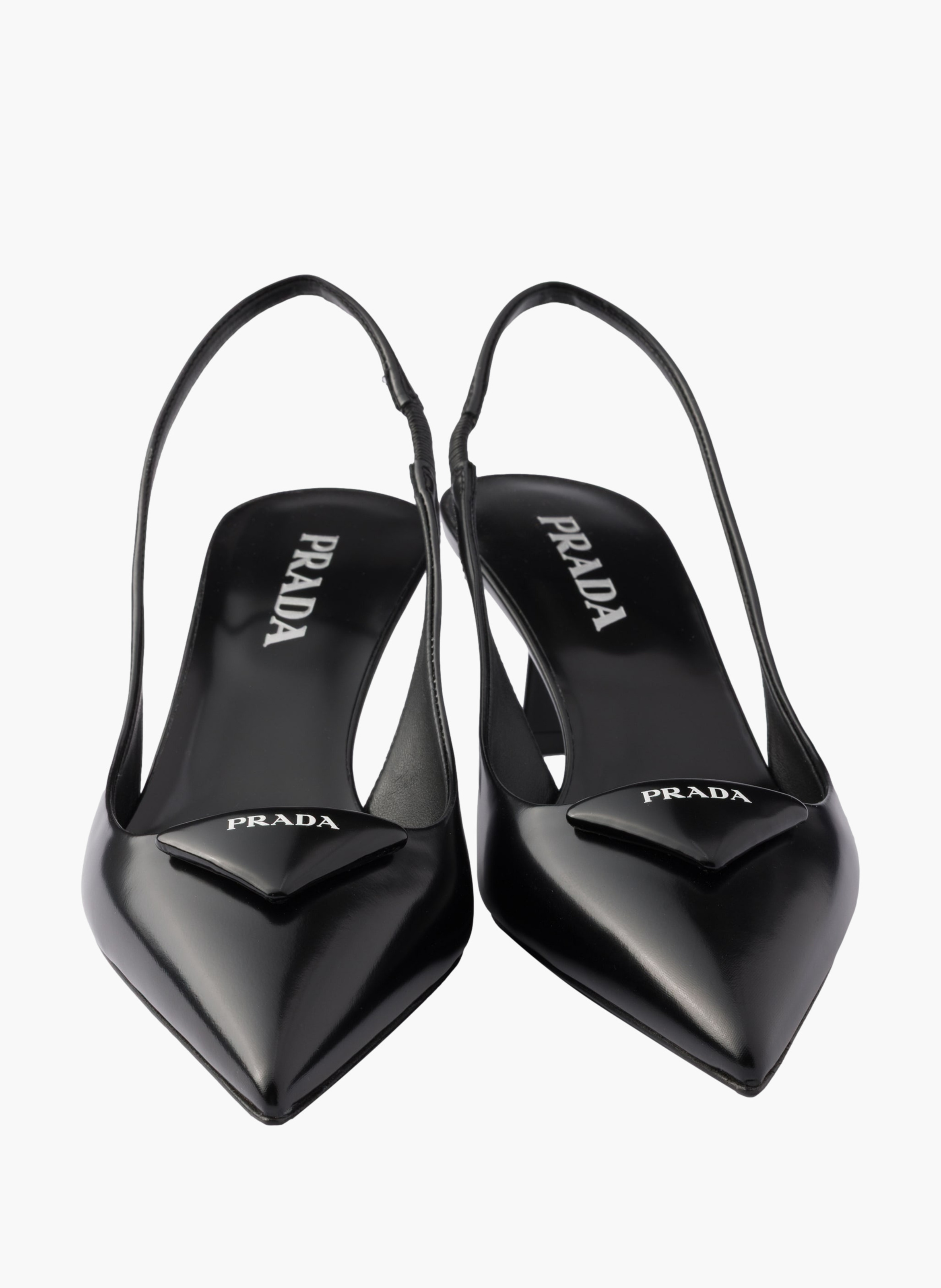 Escarpins à bride arrière en cuir brossé PRADA Noir