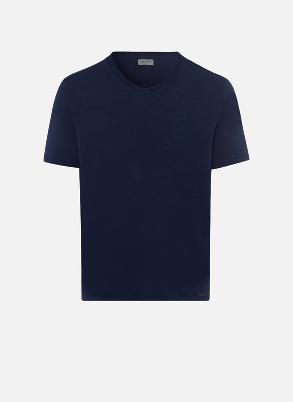 Viscose V-neck T-shirt Blue by HANRO HANRO Viscose V-neck T-shirt Blue