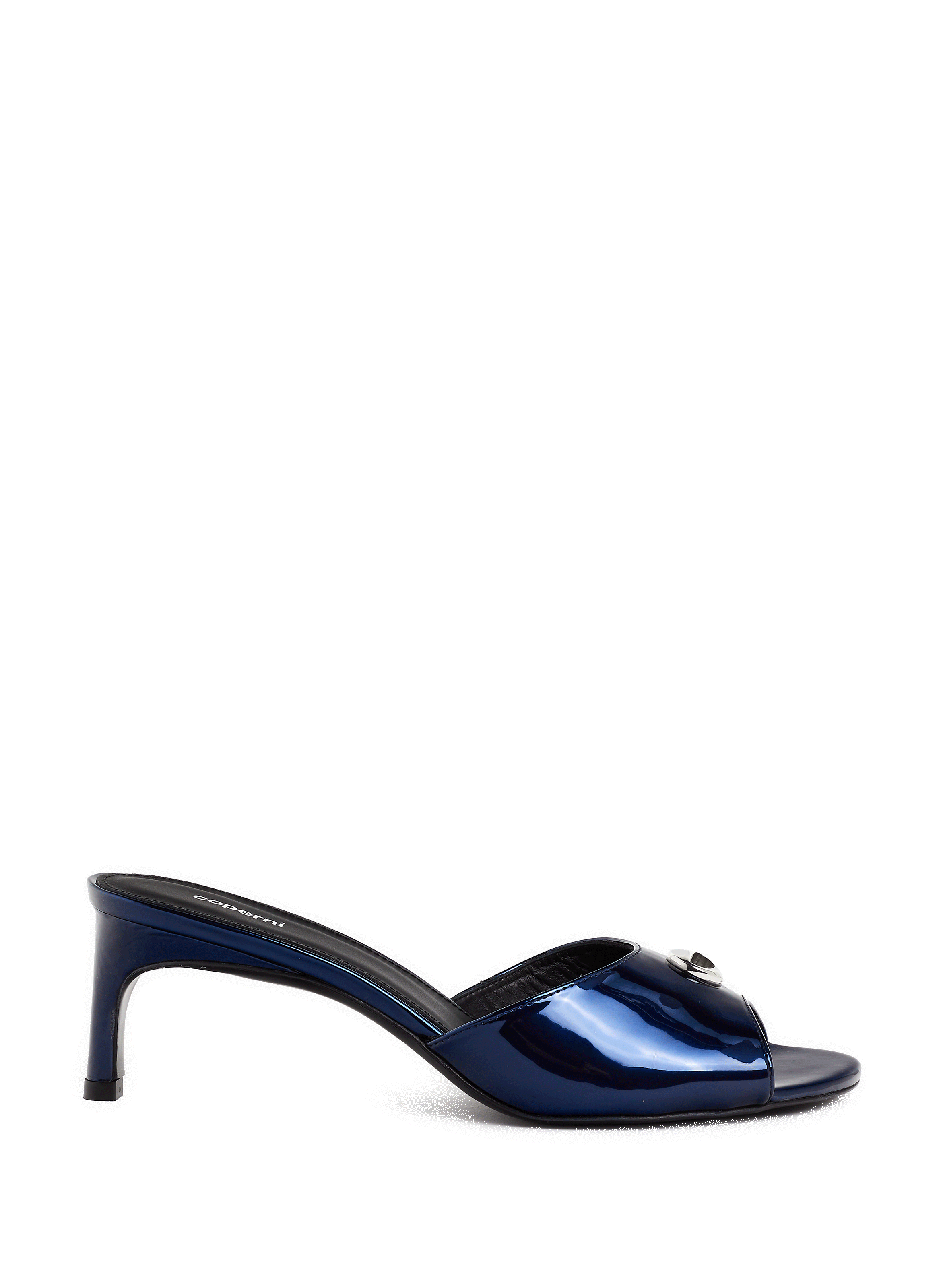 Shop navy blue leather mules Outlet Online