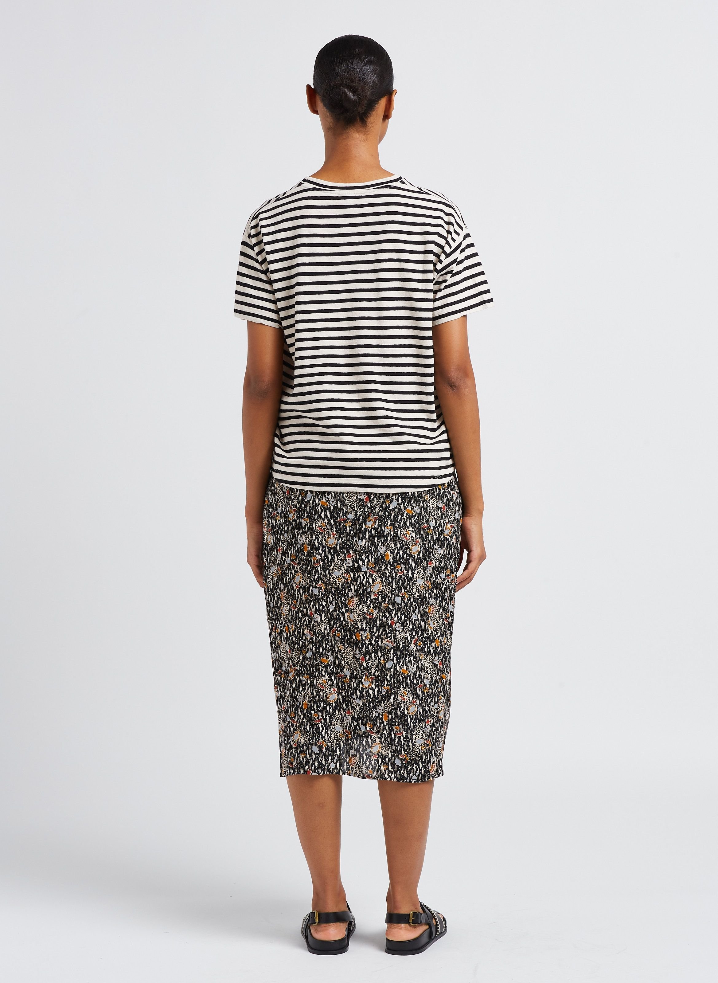 Tee-shirt ample col rond en coton mélangé rayé tooli SESSUN Blanc