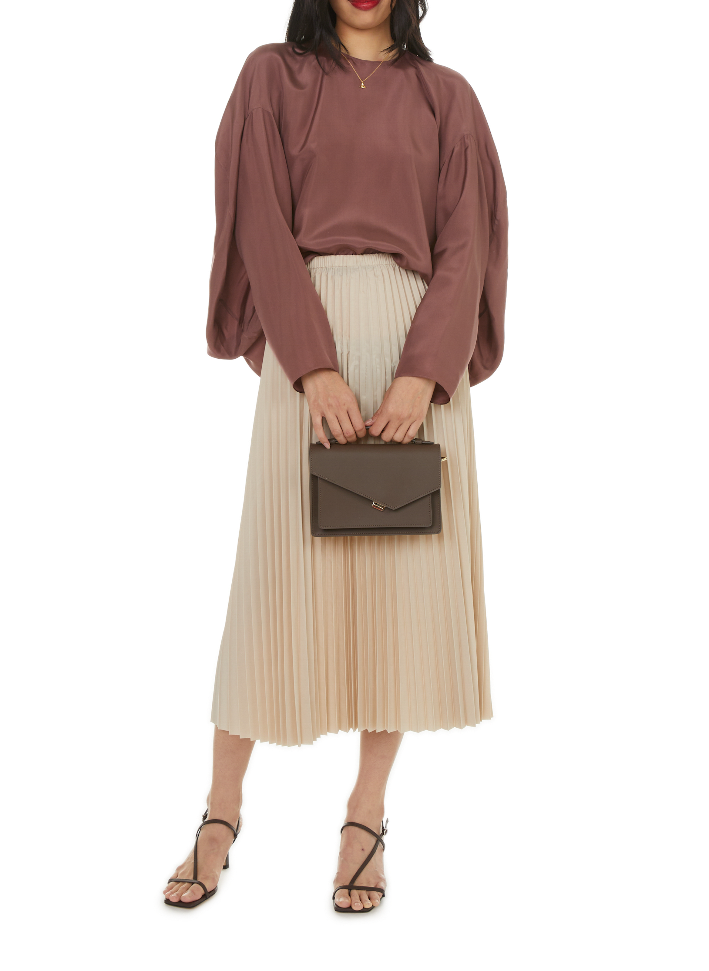 Blouse en soie TIBI Marron