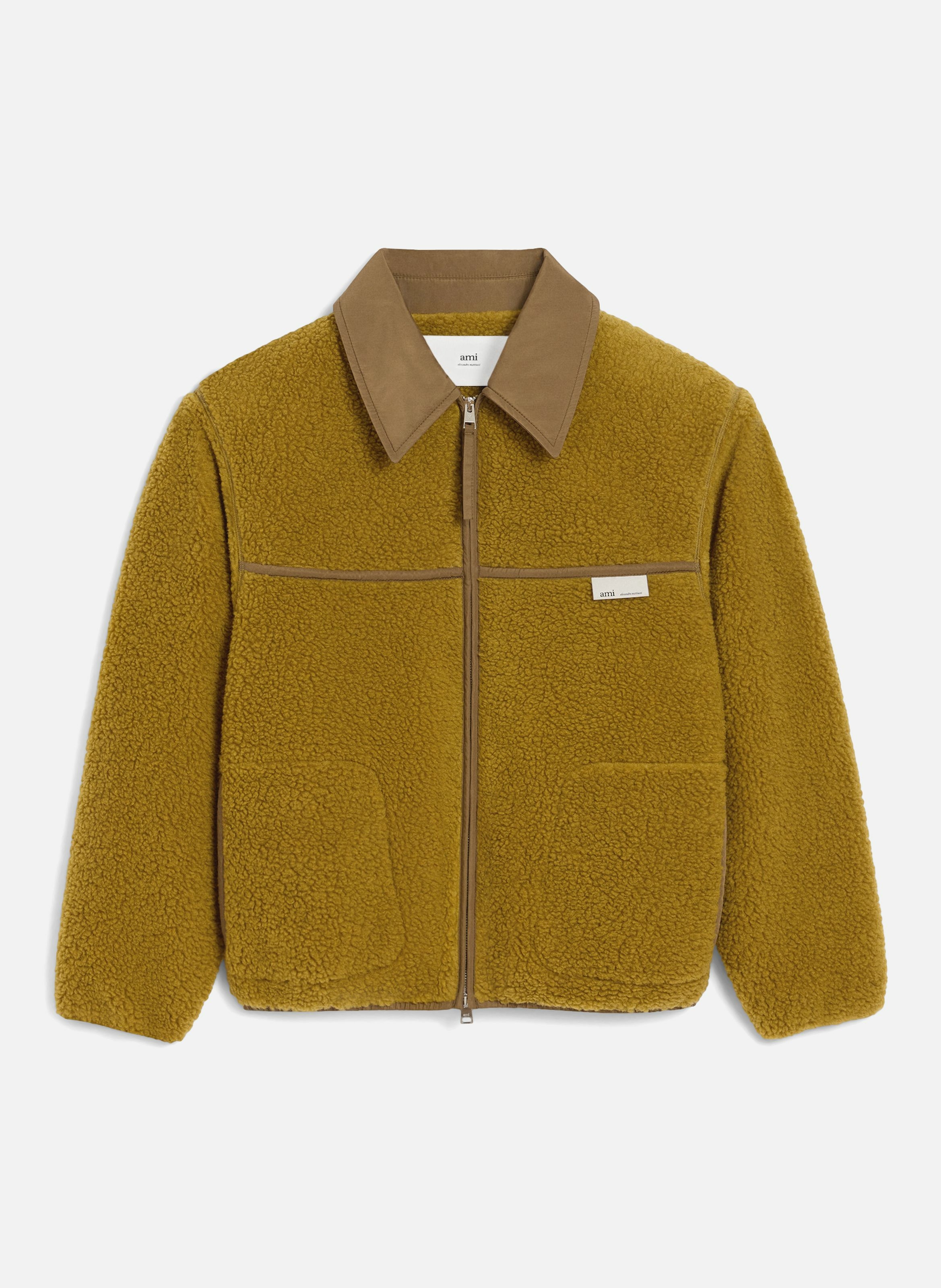 Veste zippée polaire en laine AMI PARIS Vert