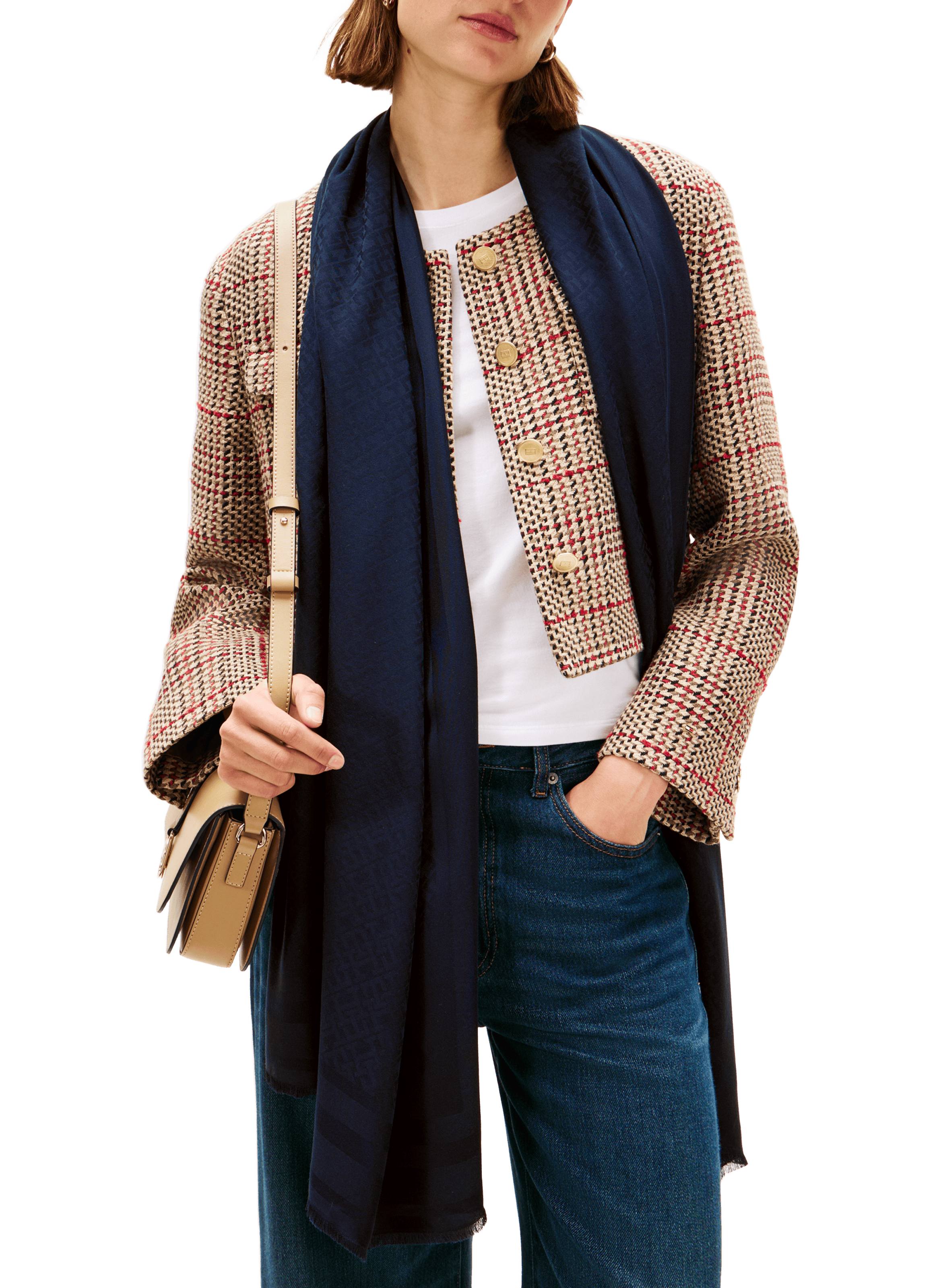 Echarpe à logo en jacquard TOMMY HILFIGER Bleu