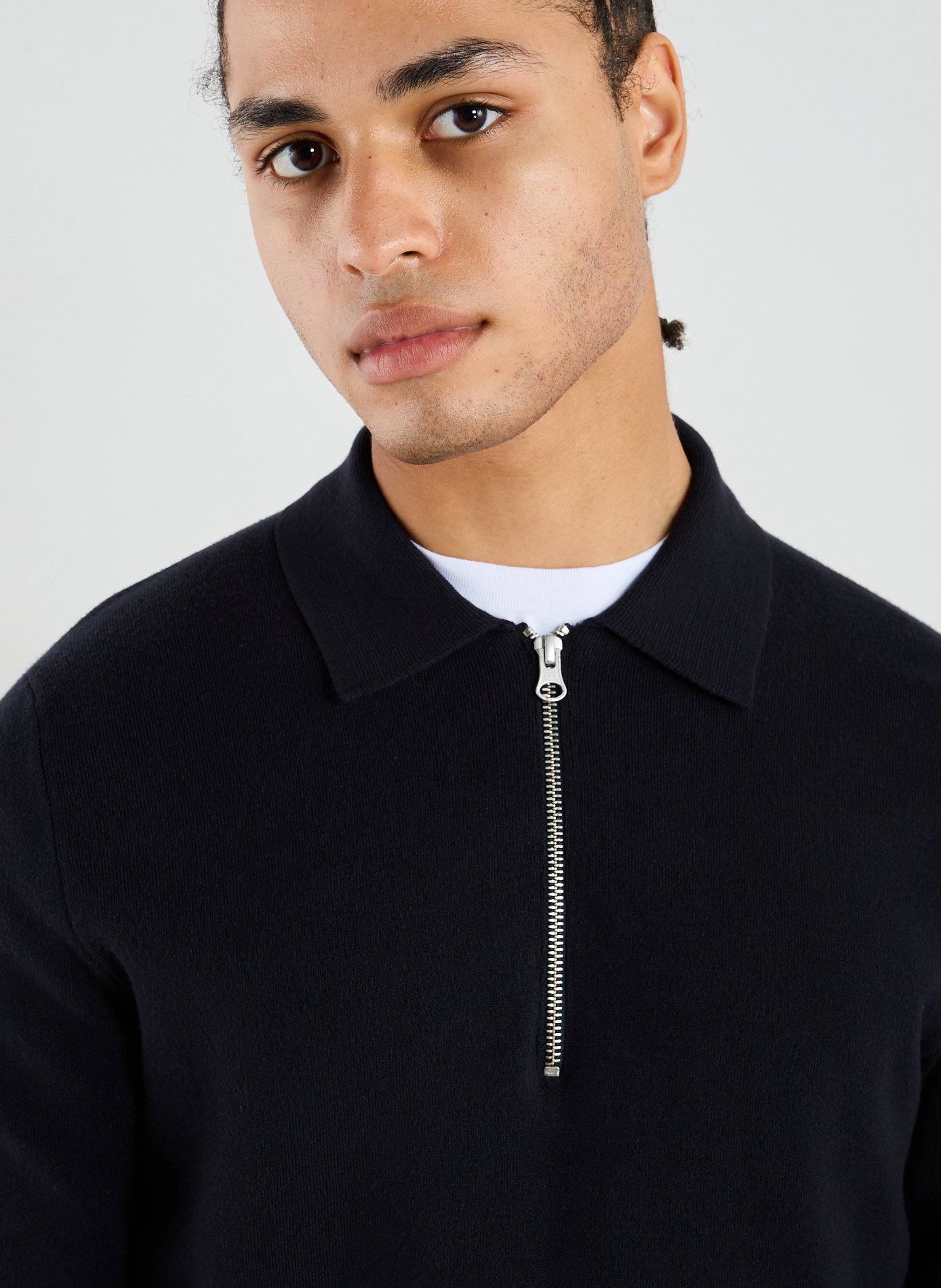 Pull polo droit à col classique SAMSOE SAMSOE Bleu