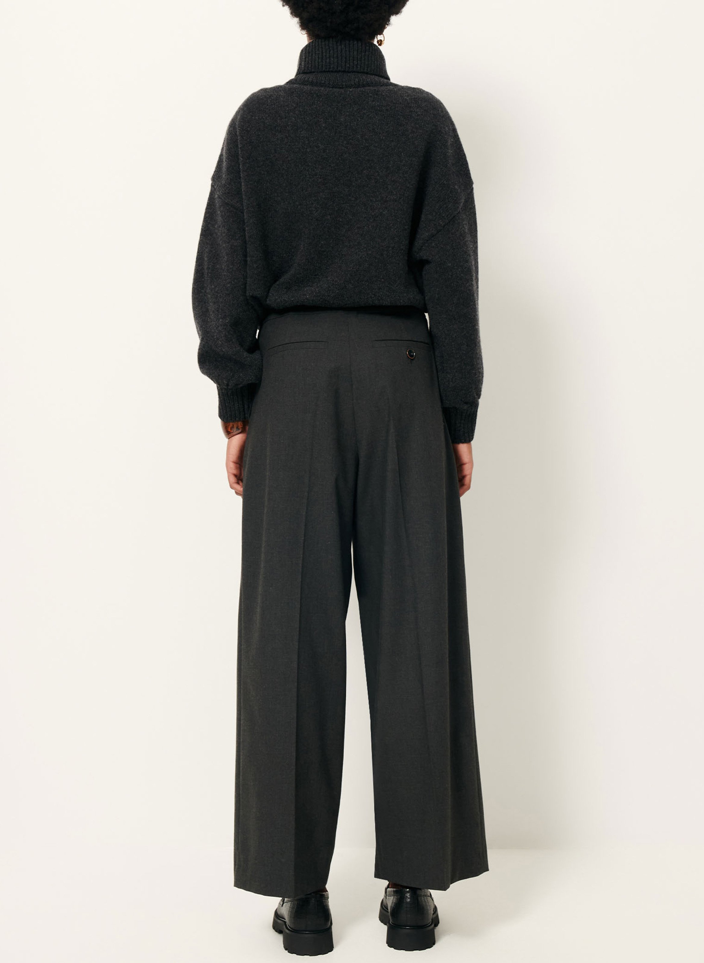 Pull oversize col roulé en laine et cachemire niko SESSUN Gris