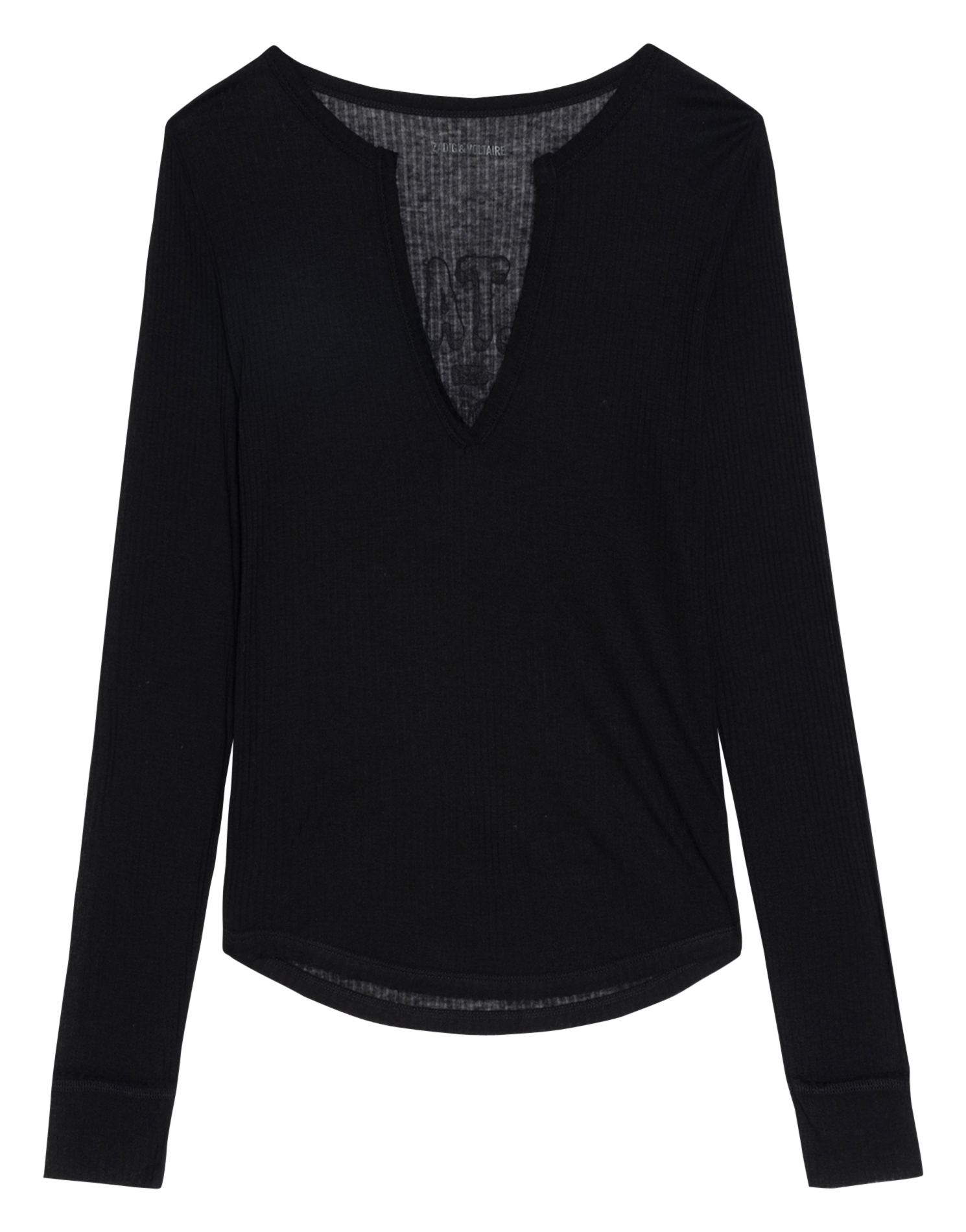 Top droit col tunisien en coton tani ZADIG&VOLTAIRE Noir