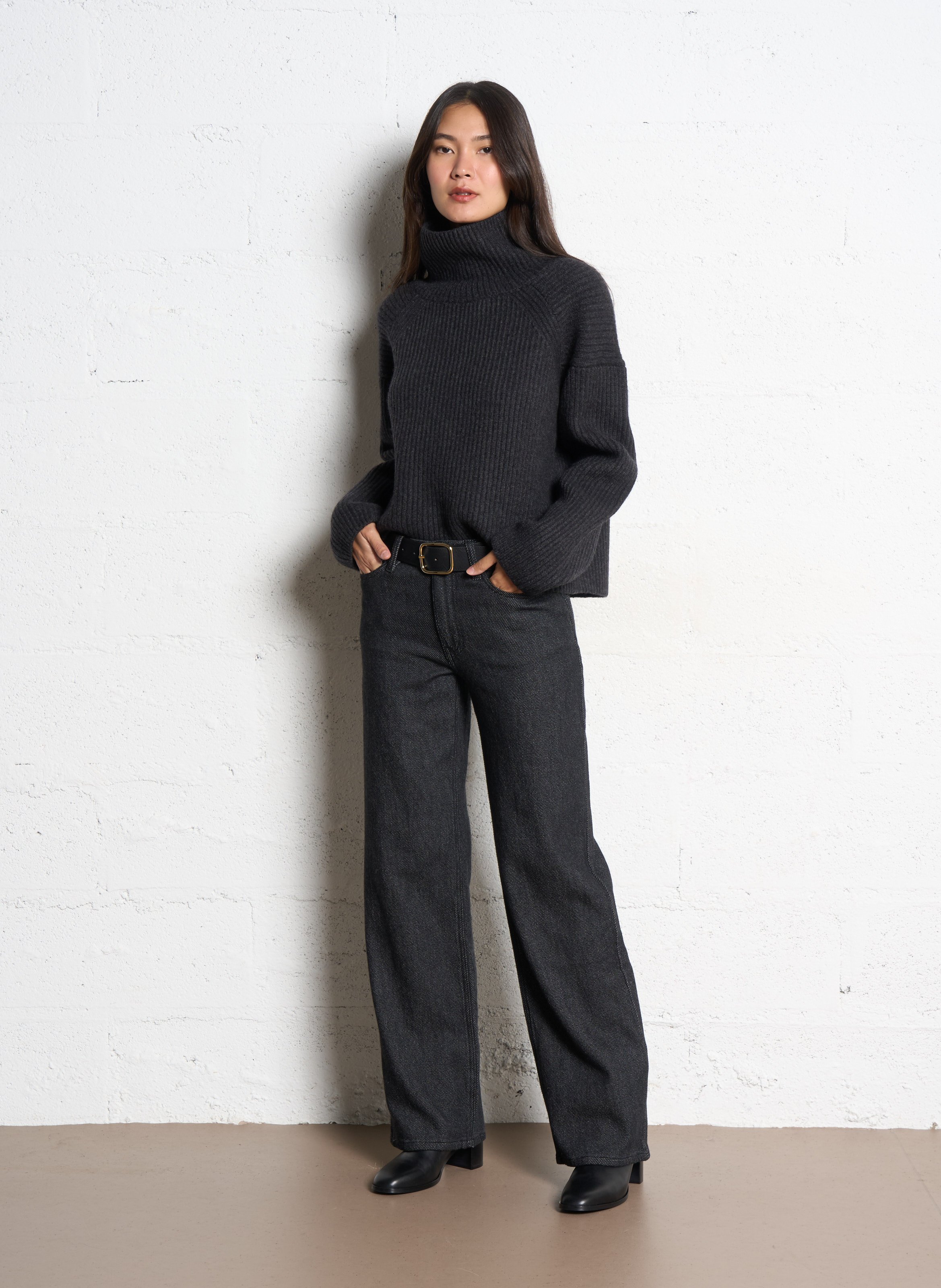 Pull ample col roulé en laine mélangée flynn SOEUR Gris